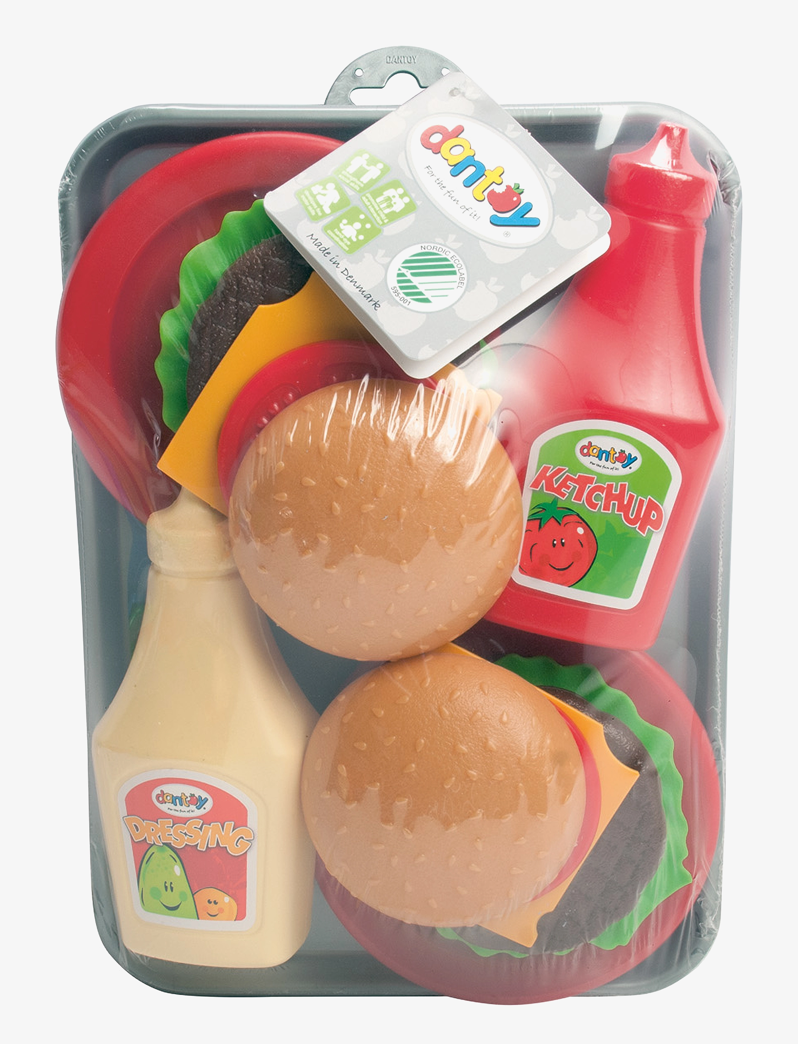 Dantoy - BURGER SET ON TRAY 17 PCS - spielzeuglebensmittel & -torten - red, green, yellow, brown - 1
