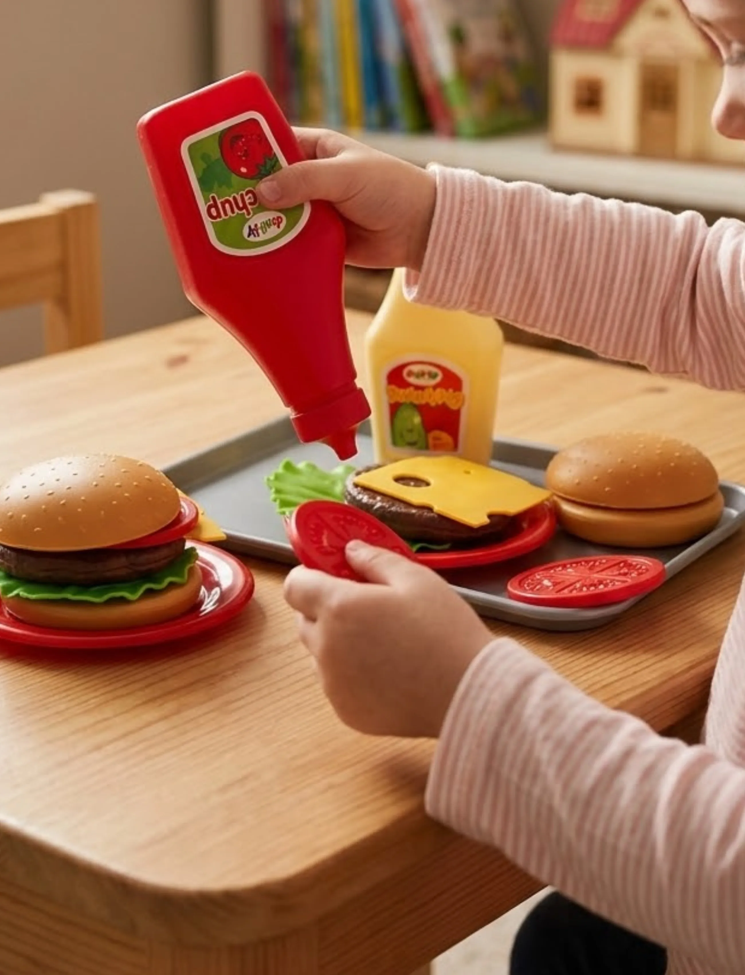 Dantoy Burger Set On Tray 17 Pcs, One Size, Multi/patterned, Legetøjskøkken Og Tilbehør > Legetøjsmad Og -Kager, Børn