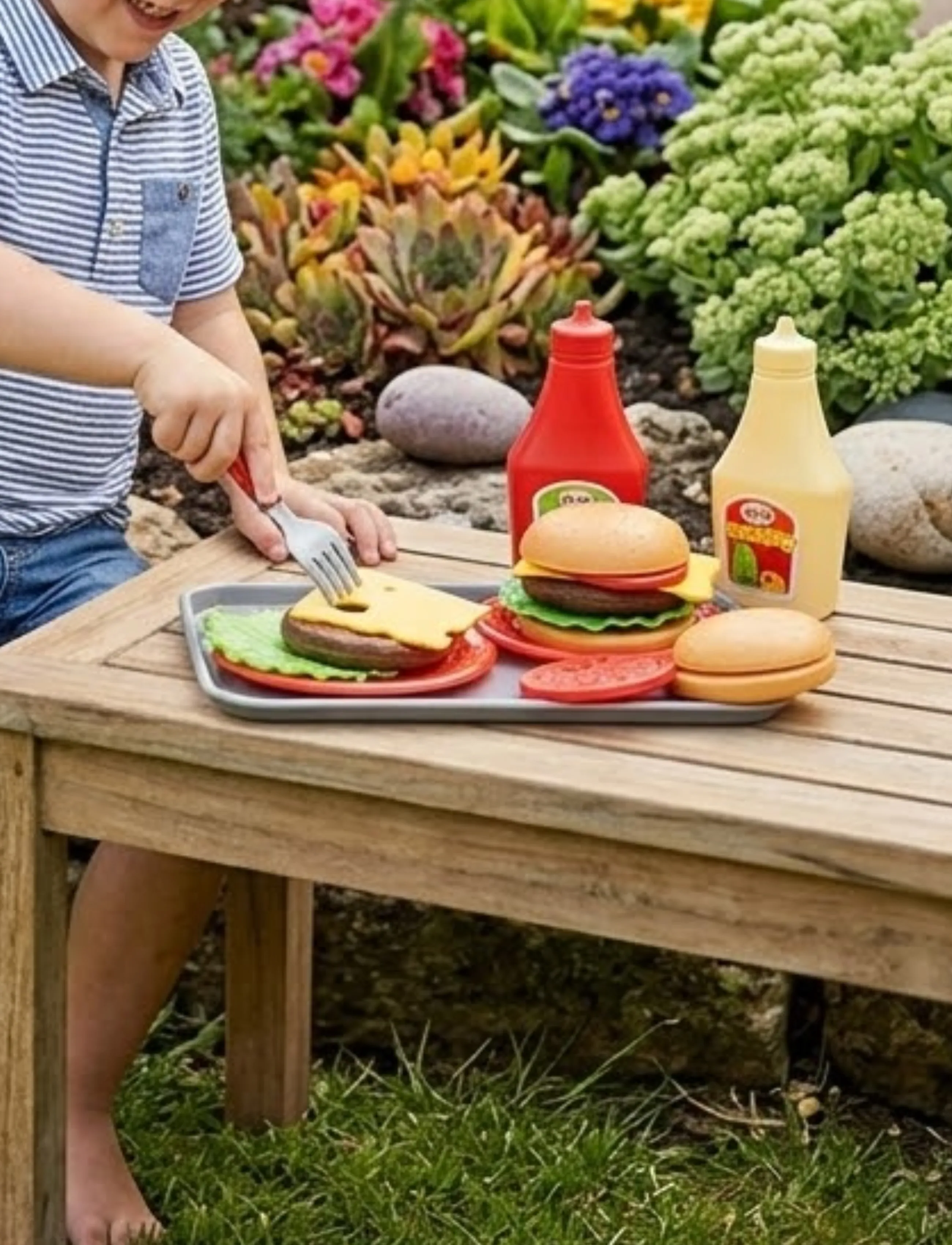 Dantoy - BURGER SET ON TRAY 17 PCS - spielzeuglebensmittel & -torten - red, green, yellow, brown - 3