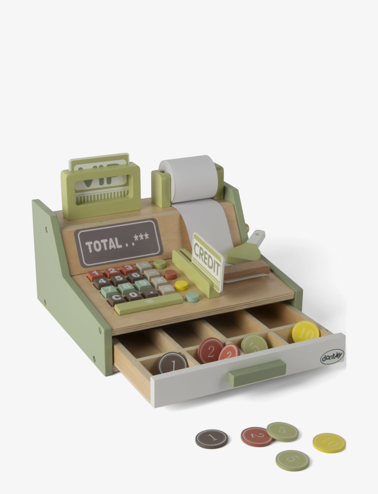 DANTOY Cash Register Wood In Gift Box 33 Parts Patterned - 28.5X16.5X24CM - Kinder