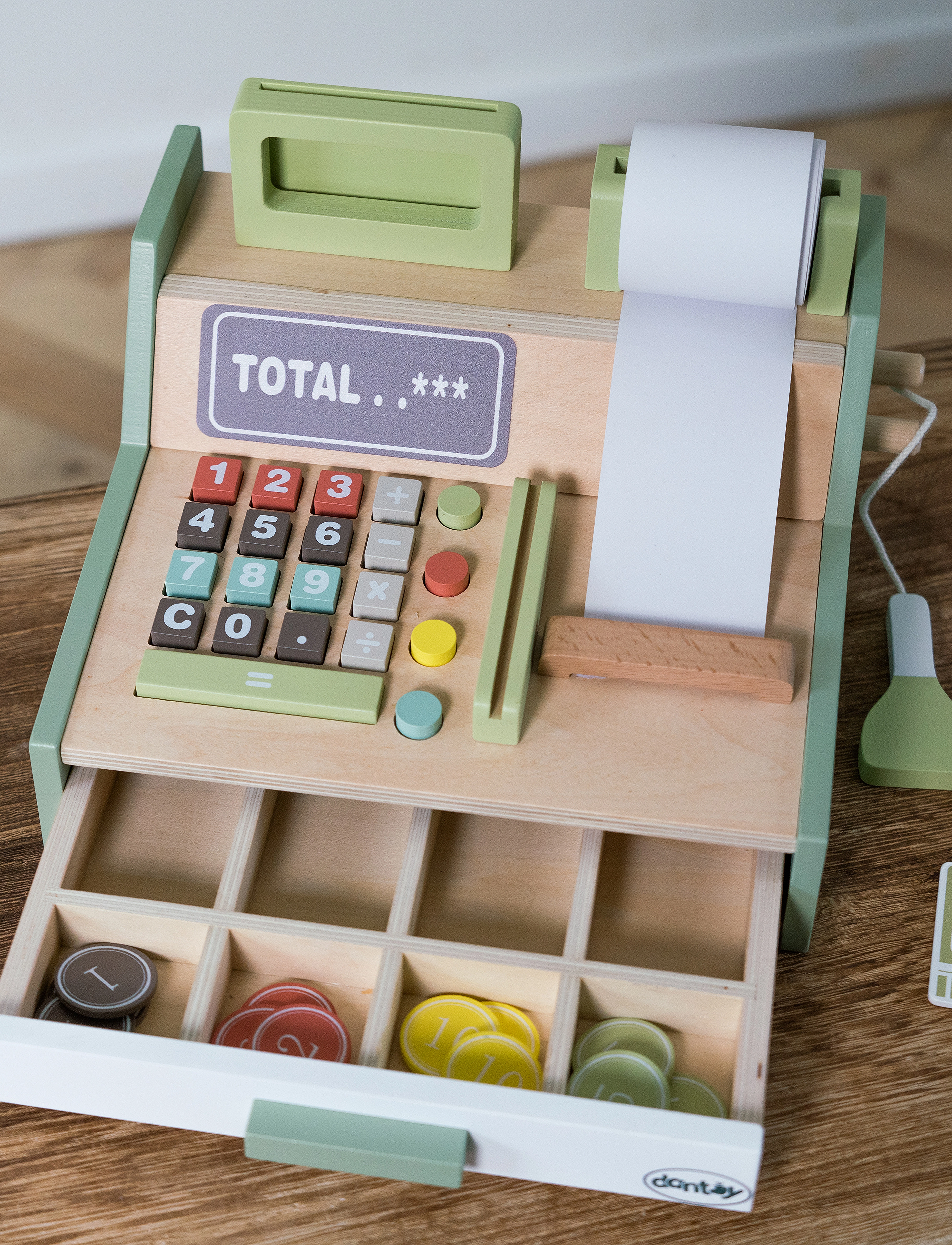 Dantoy - CASH REGISTER WOOD IN GIFT BOX 33 PARTS - spielzeugmarktstand - mixed colours - 4