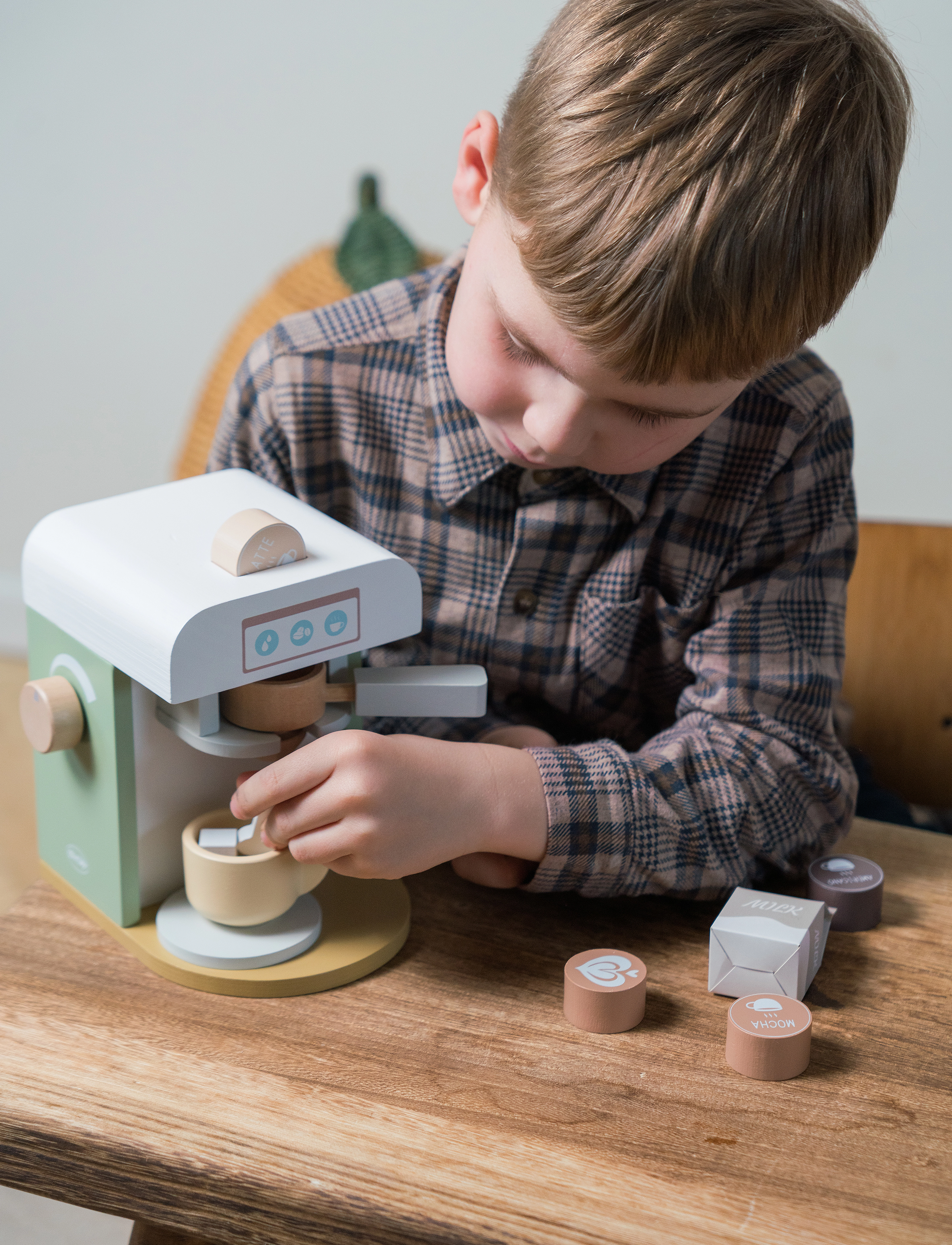 Dantoy - COFFEE MACHINE WOOD XL IN GIFT BOX 14 PARTS - sets café & thé - mixed colours - 4