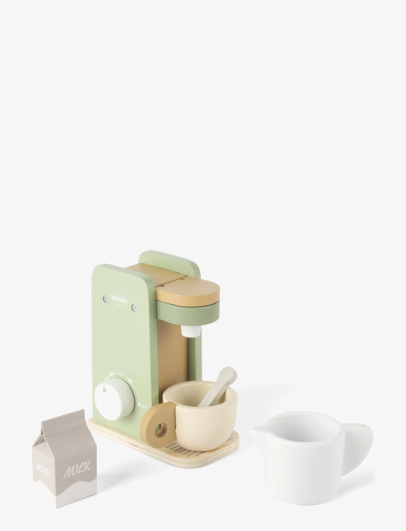 DANTOY Coffee Machine Wood In Gift Box 5 Parts Patterned - 12.3X8.7X14.8CM - Kinder