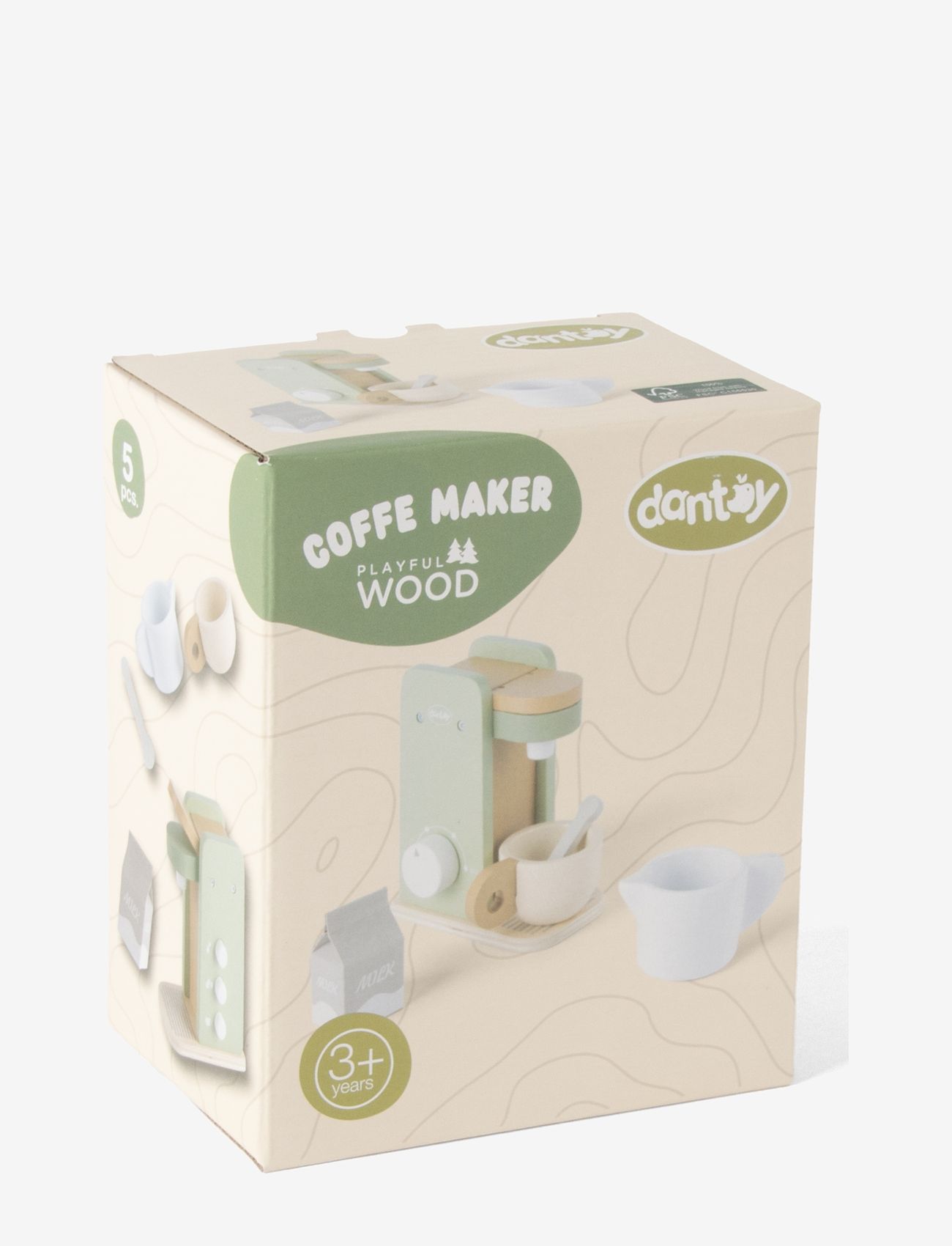 Dantoy - COFFEE MACHINE WOOD IN GIFT BOX 5 PARTS - kaffesæt & tesæt - mixed colours - 2