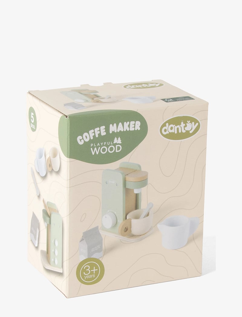 Dantoy - COFFEE MACHINE WOOD IN GIFT BOX 5 PARTS - kaffesæt & tesæt - mixed colours - 2