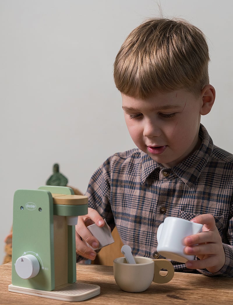 Dantoy - COFFEE MACHINE WOOD IN GIFT BOX 5 PARTS - kaffesæt & tesæt - mixed colours - 0