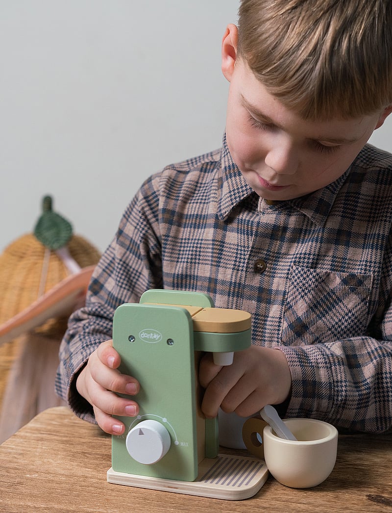 Dantoy - COFFEE MACHINE WOOD IN GIFT BOX 5 PARTS - kaffesæt & tesæt - mixed colours - 3