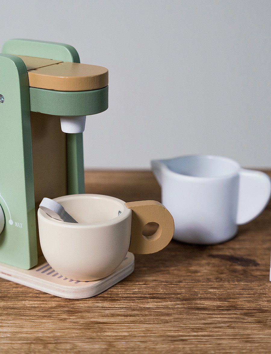 Dantoy - COFFEE MACHINE WOOD IN GIFT BOX 5 PARTS - coffee & tea sets - mixed colours - 4