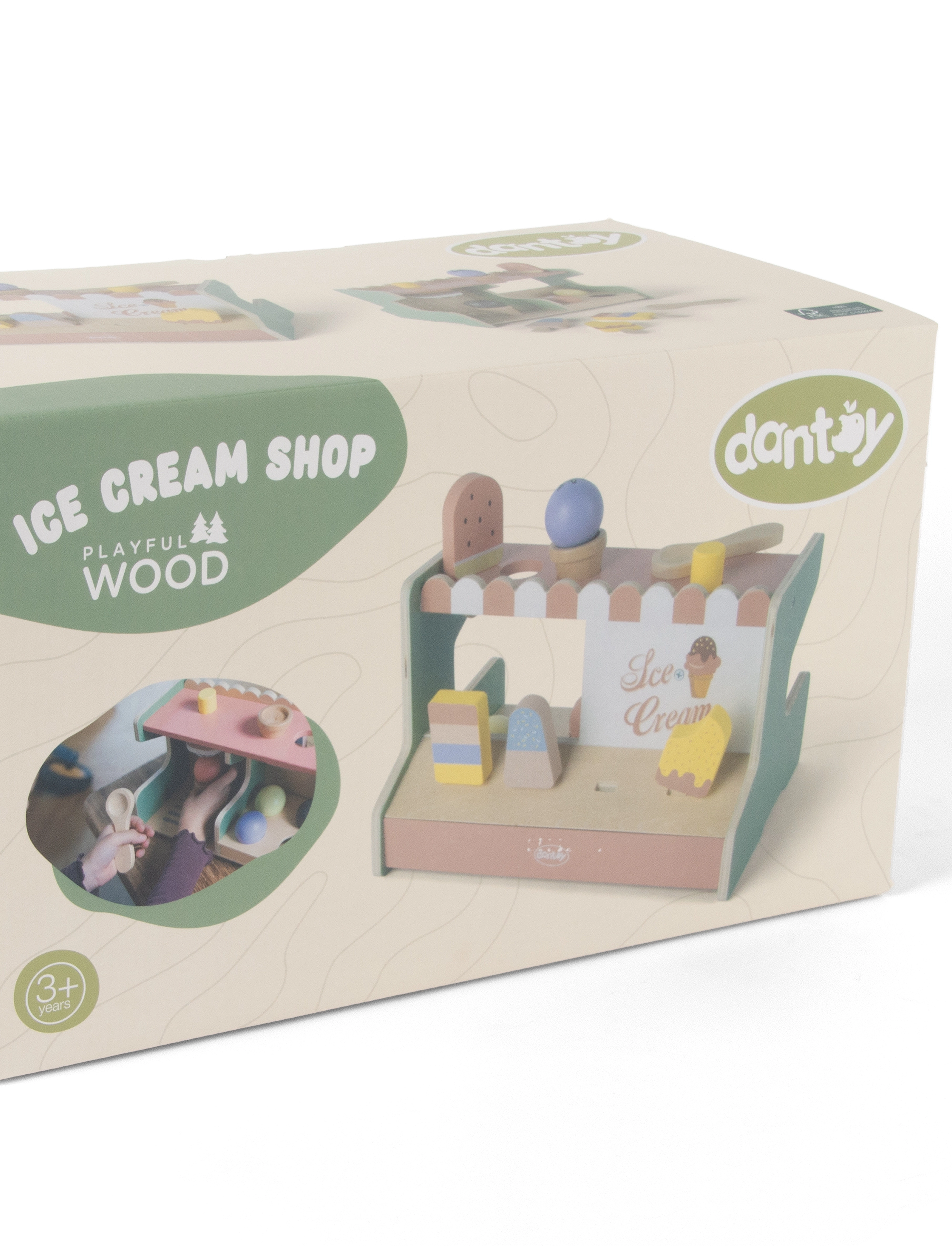 Dantoy Ice Cream Shop Wood In Gift Box 12 Parts, 36X19.5X21 cm, Toy Kitchen & Accessories, Mehrfarbig/gemustert - Food Cakes, Kinder