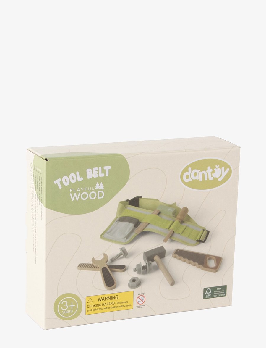 Dantoy - TOOL BELT WOOD IN GIFT BOX 15 PARTS - legetøjsværktøj - mixed colours - 2