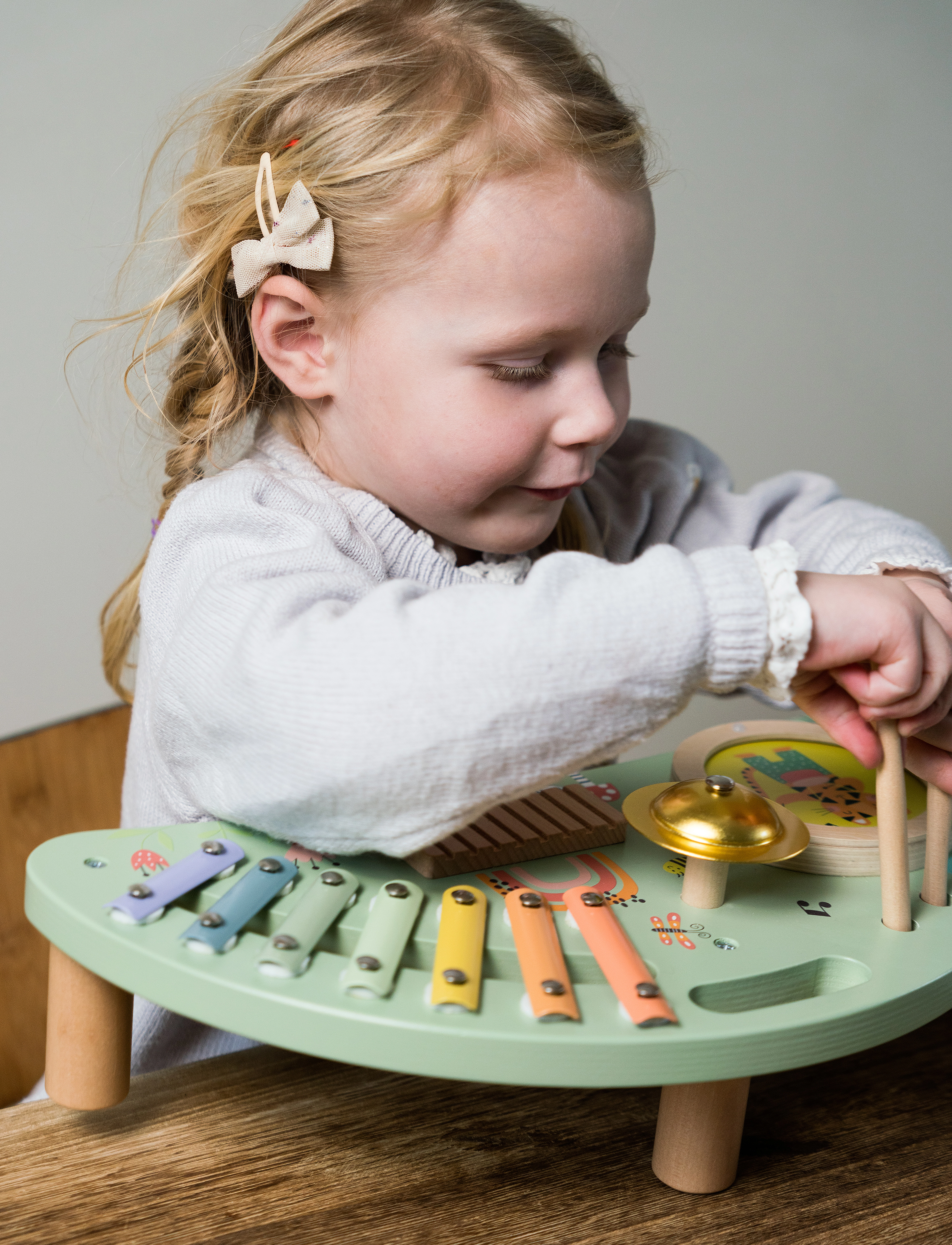 Dantoy Music Station Wood In Gift Box 4 Parts, 39.4X21.1X10.5 cm, Spielzeug, Mehrfarbig/gemustert - Musical Instruments, Kinder