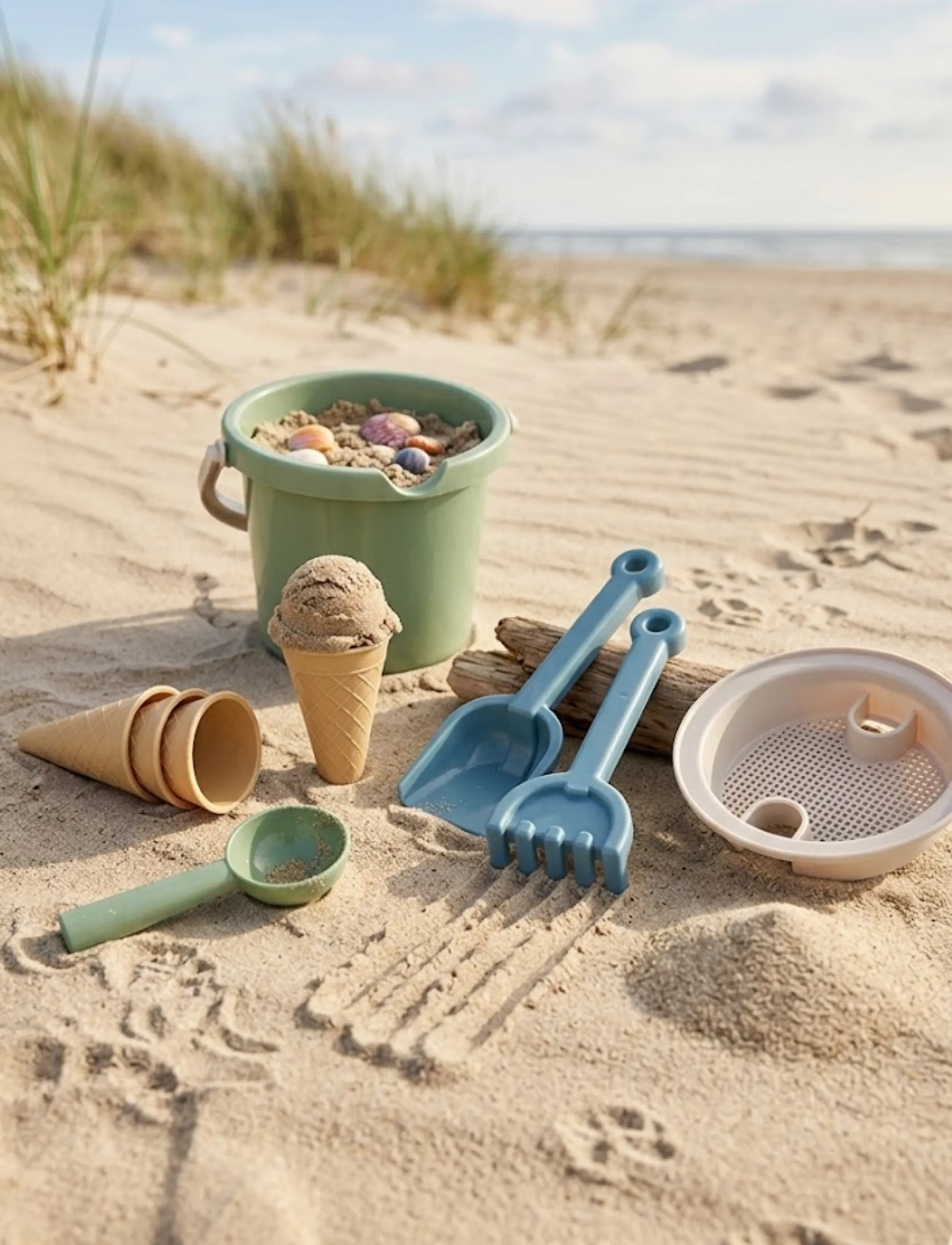Dantoy - THORBJORN BUCKET SET GREEN - sand toys - green, blue, white, grey, brown - 5