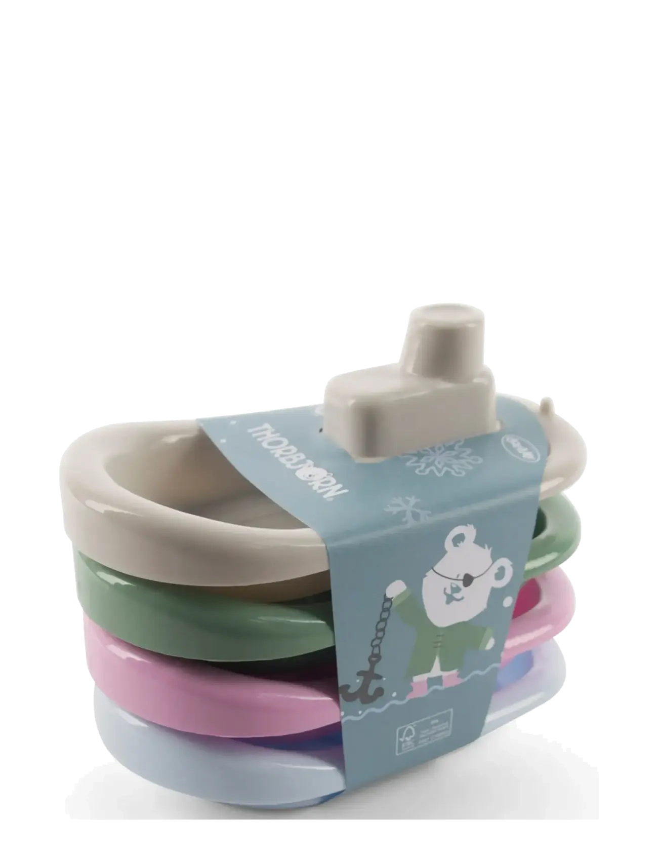 Dantoy - THORBJORN BOAT SET - badleksaker - green, light gray warmgray, light pink, pastel blue - 1