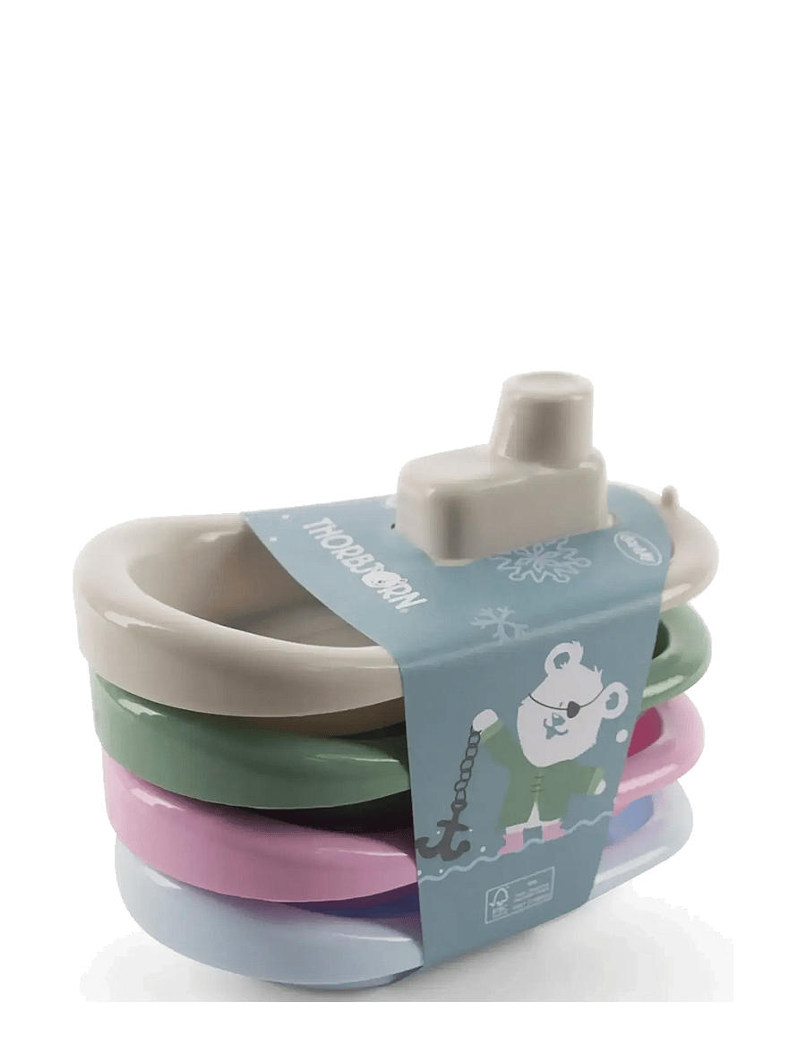 Dantoy - THORBJORN BOAT SET - badleksaker - green, light gray warmgray, light pink, pastel blue - 1