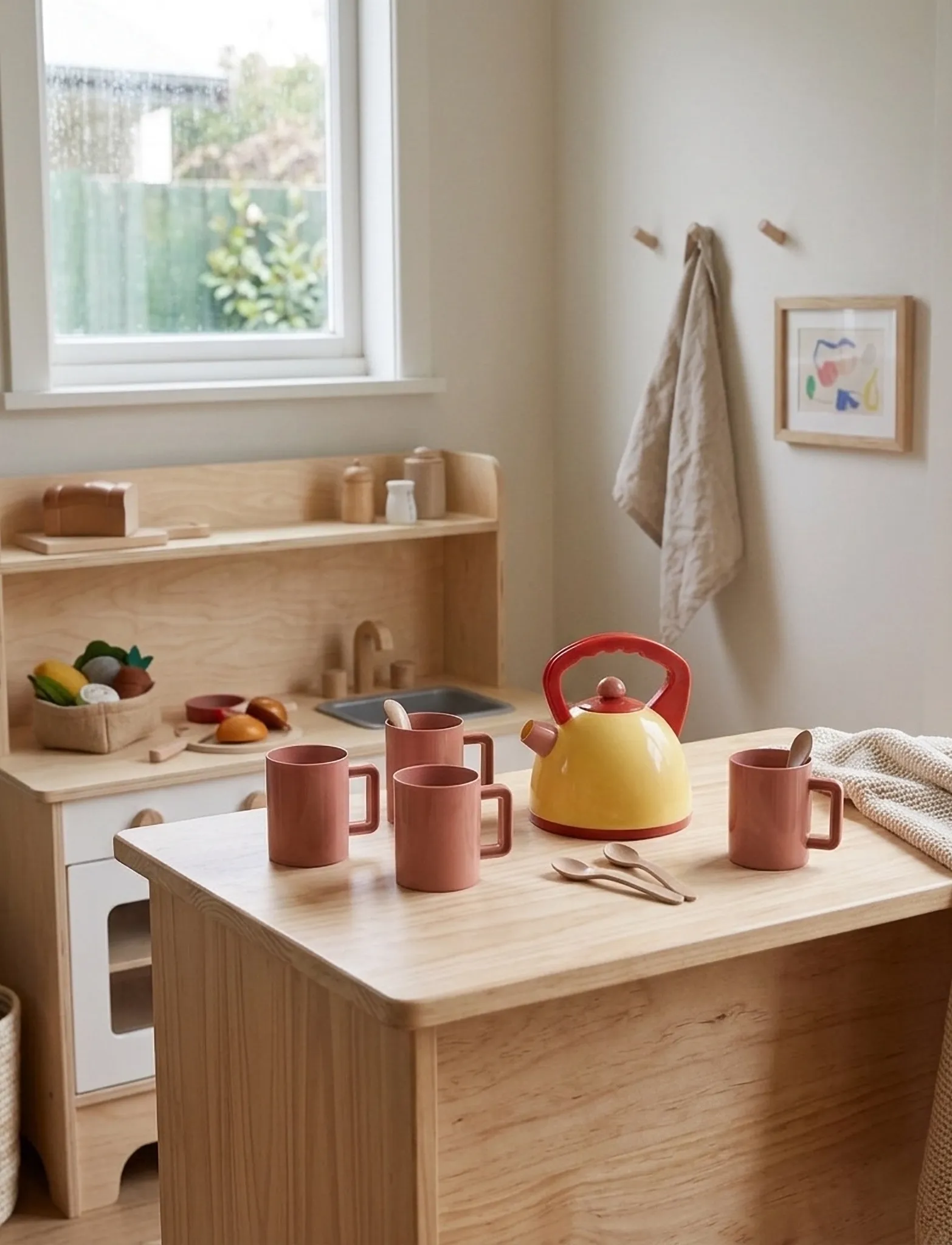 Dantoy - TEA KETTLE SET IN GIFT BOX - beige, blood orange, light yellow, old pink - 3