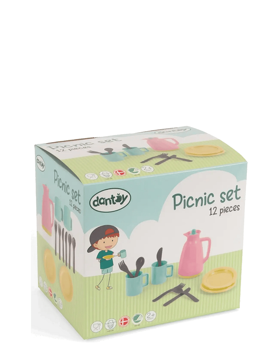Dantoy - PICNIC SET IN GIFT BOX - tillbehör till leksakskök - eggplant, light yellow, mint green - 1