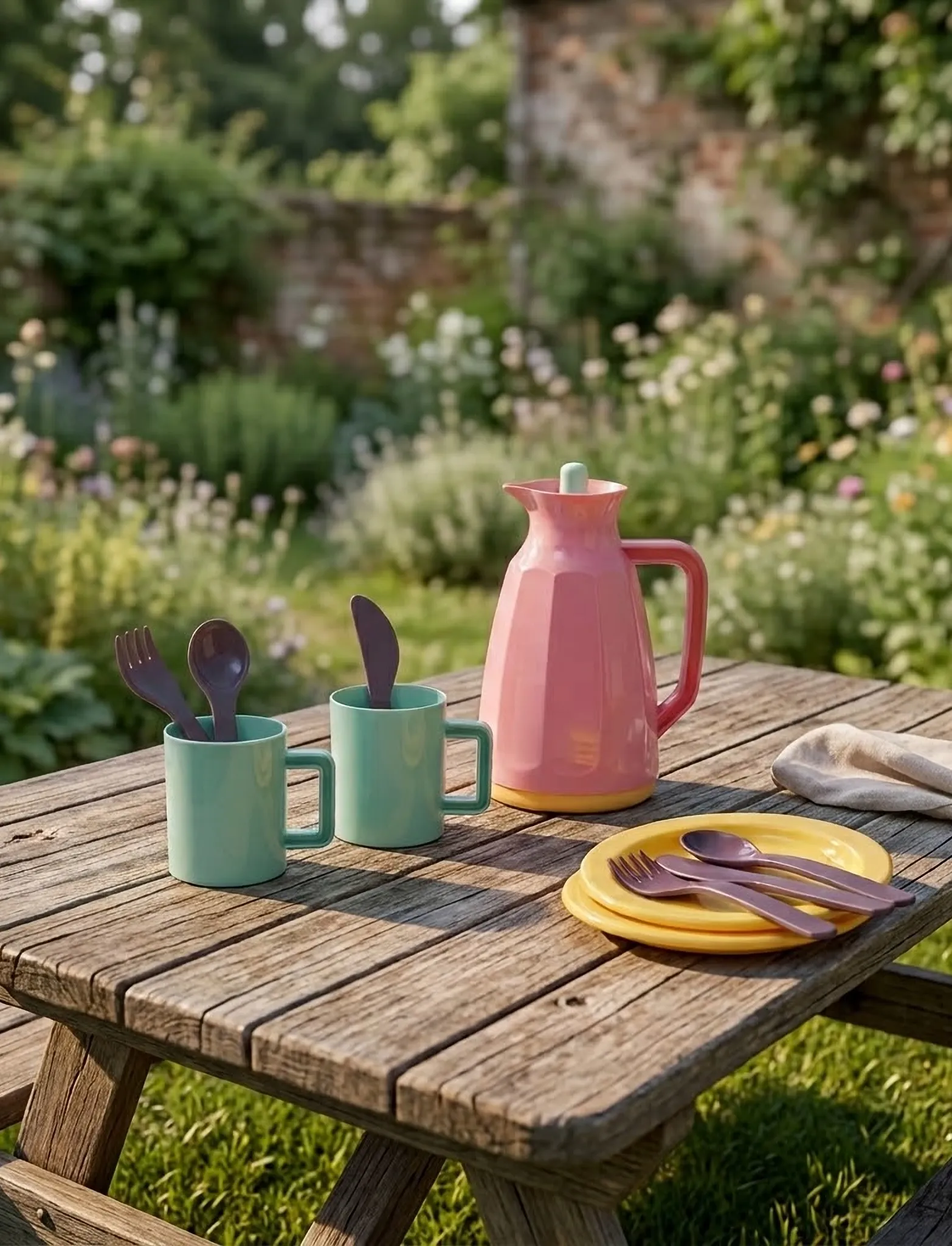 Dantoy - PICNIC SET IN GIFT BOX - eggplant, light yellow, mint green - 3