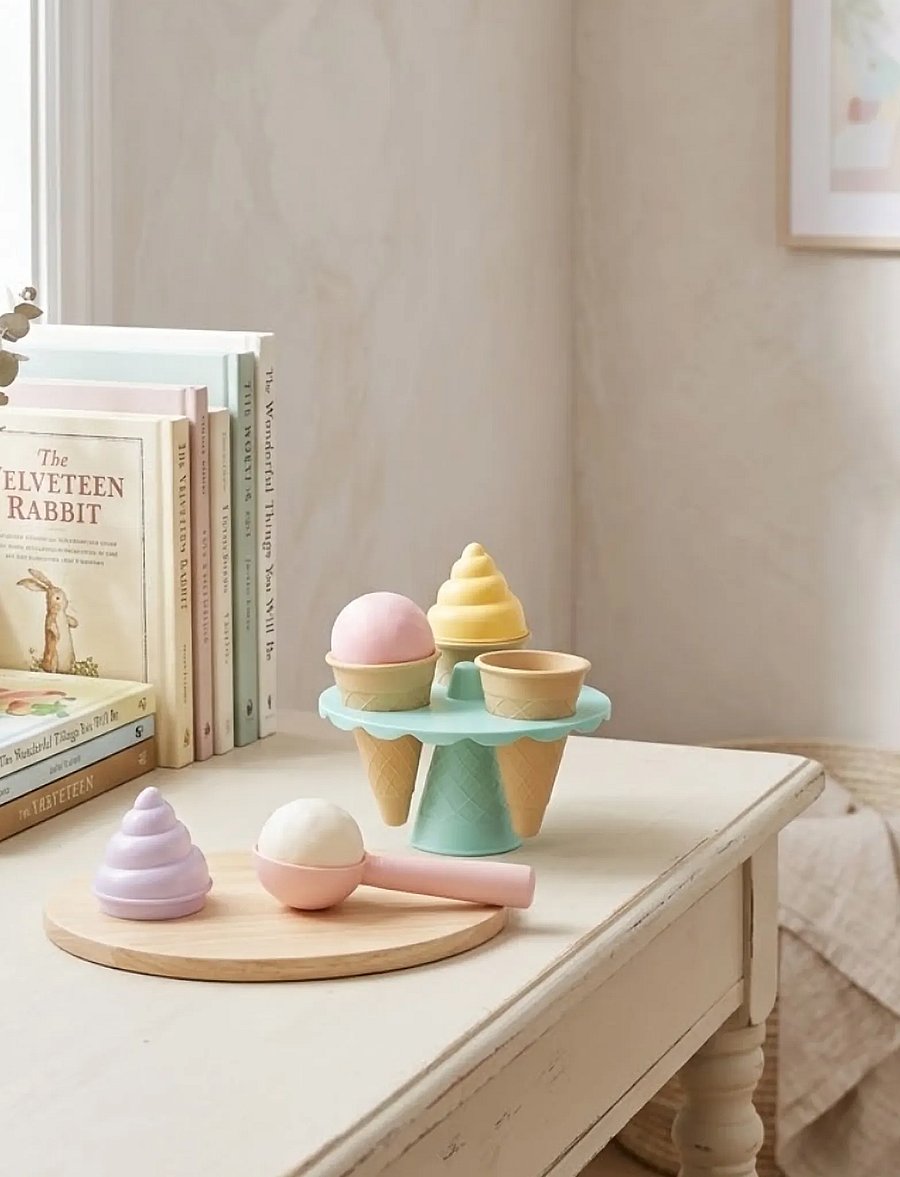 Dantoy - ICE SET IN GIFT BOX - leksaksmat & leksakstårtor - dust brown, light pink, light purple, light yellow, mint green, off white - 0