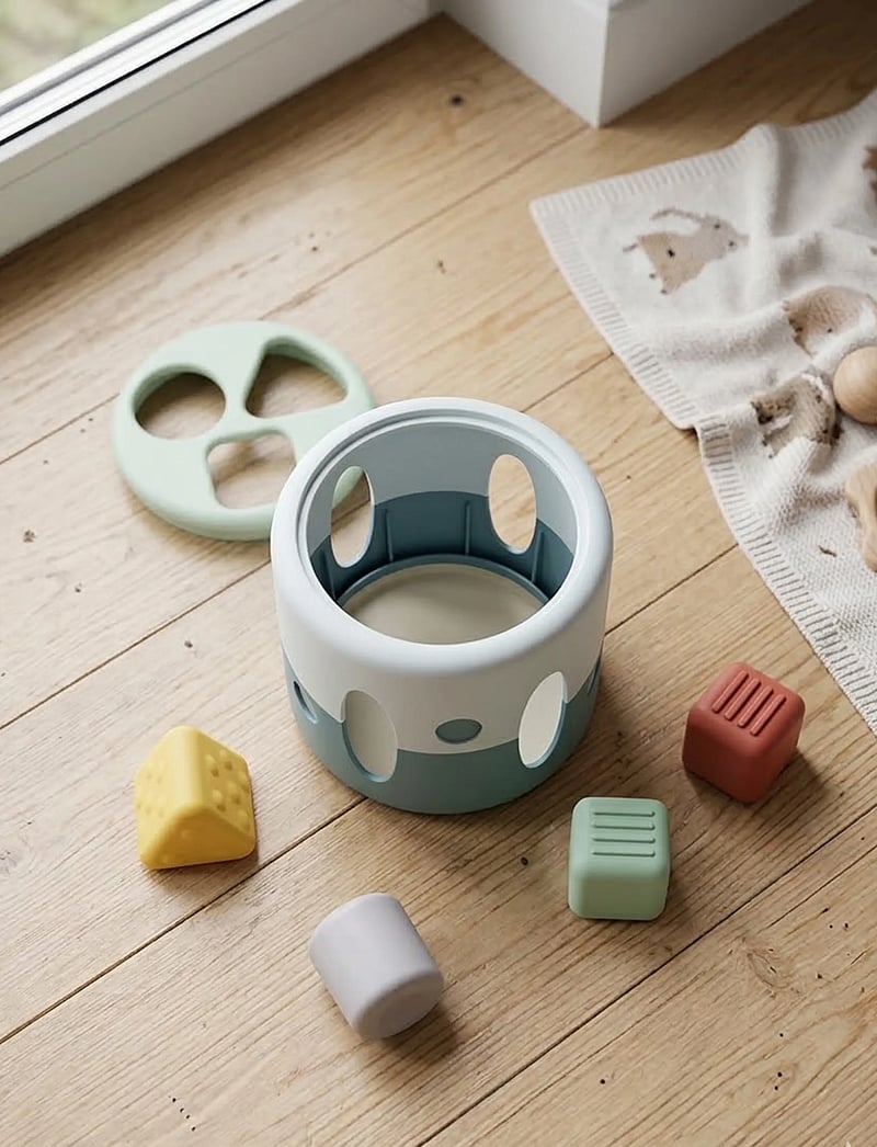 Dantoy - FT SHAPE SORTER IN NET - putteboks - blue, green, light gray-violet, light yellow, old pink, pastel blue - 0