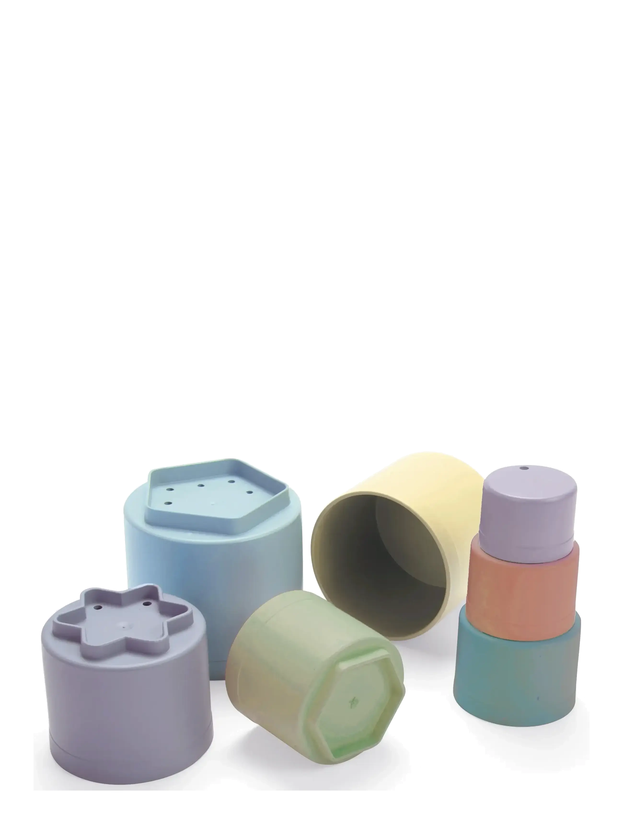 Dantoy FT PLAY CUPS IN NET 7 PCS - Julegave - BLUE, GREEN, LIGHT GRAY-VIOLET, LIGHT YELLOW, OLD PINK, PASTEL BLUE / multi