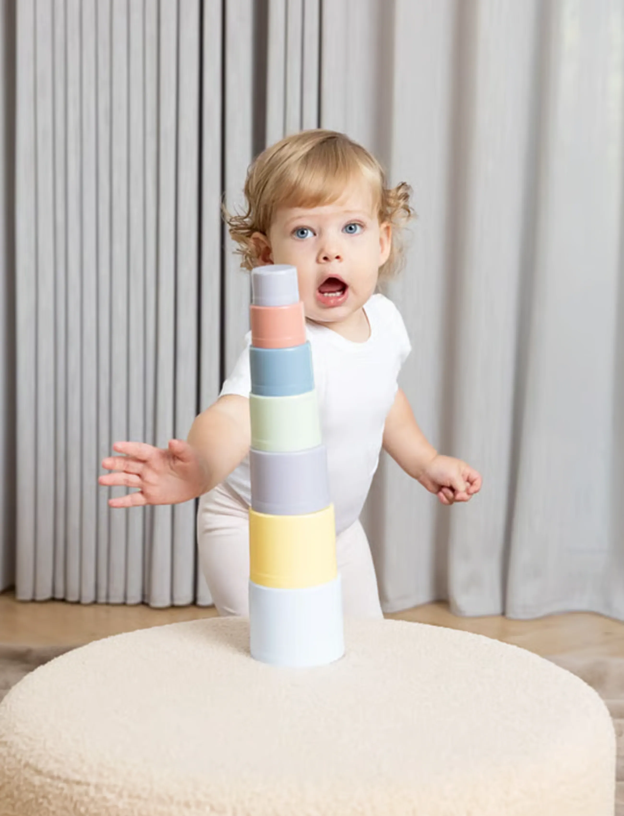 Dantoy Ft Play Cups In Net 7 Pcs, Børn, Stackable Blocks, Multi/mønstret, Str: ONE SIZE