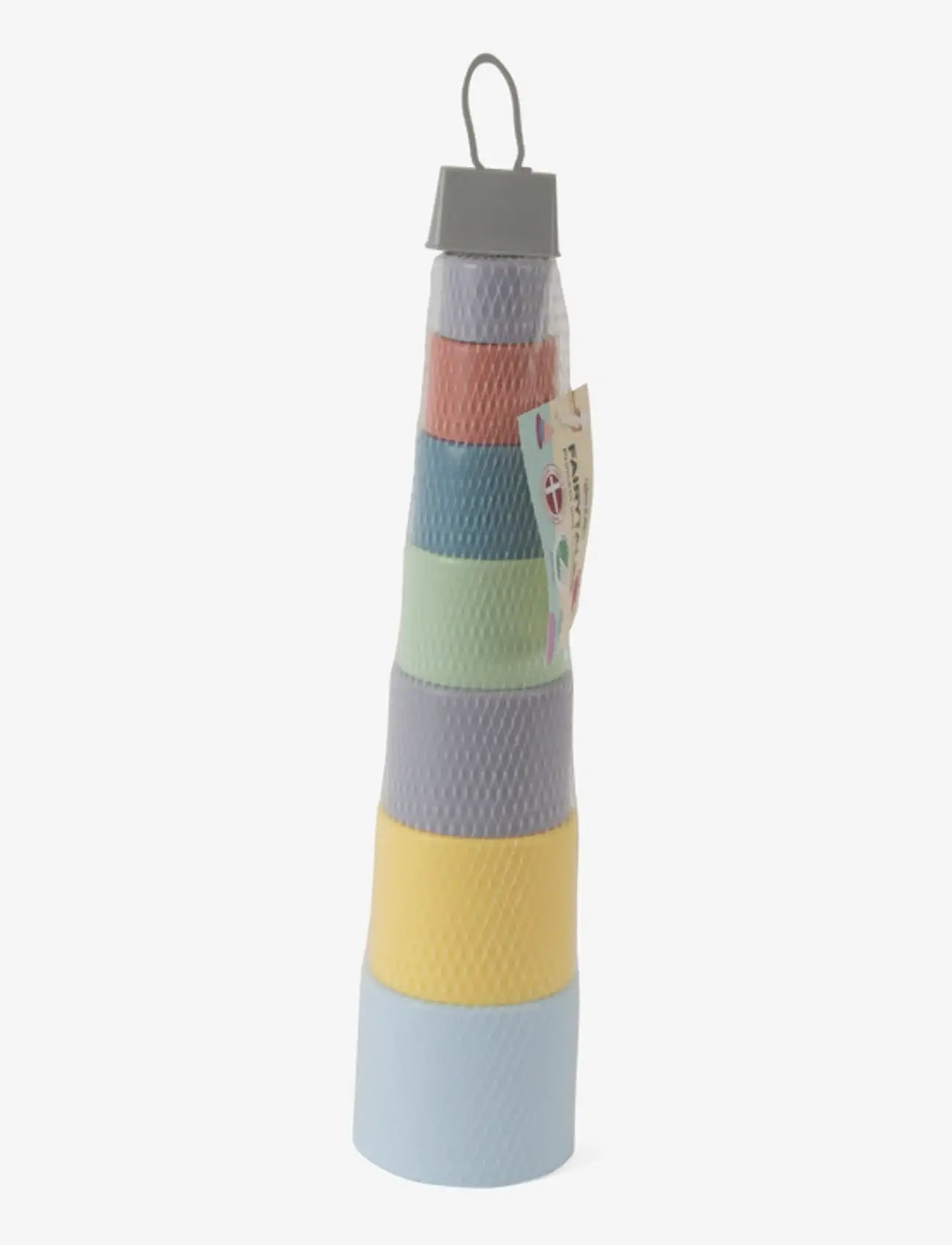Dantoy - FT PLAY CUPS IN NET 7 PCS - stapelbara klossar - blue, green, light gray-violet, light yellow, old pink, pastel blue - 2