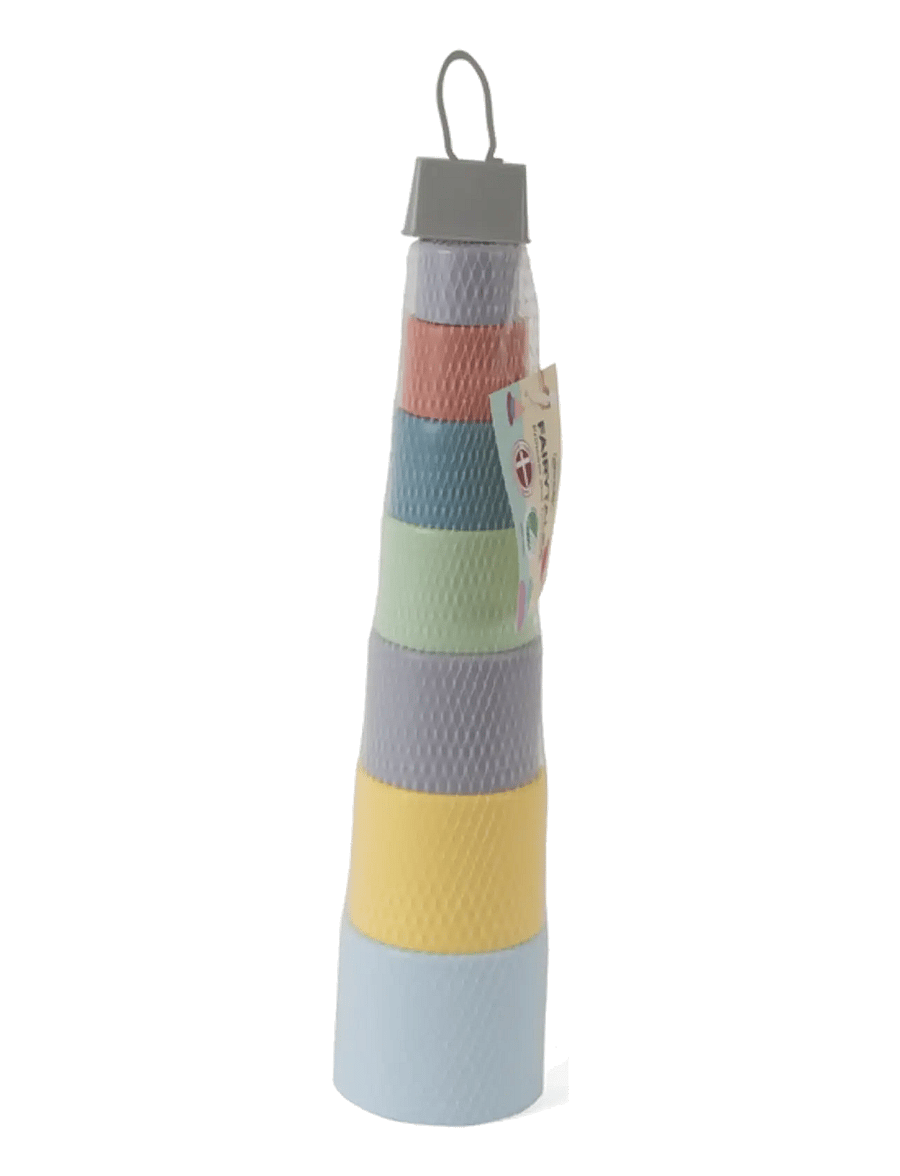 Dantoy - FT PLAY CUPS IN NET 7 PCS - die niedrigsten preise - blue, green, light gray-violet, light yellow, old pink, pastel blue - 1