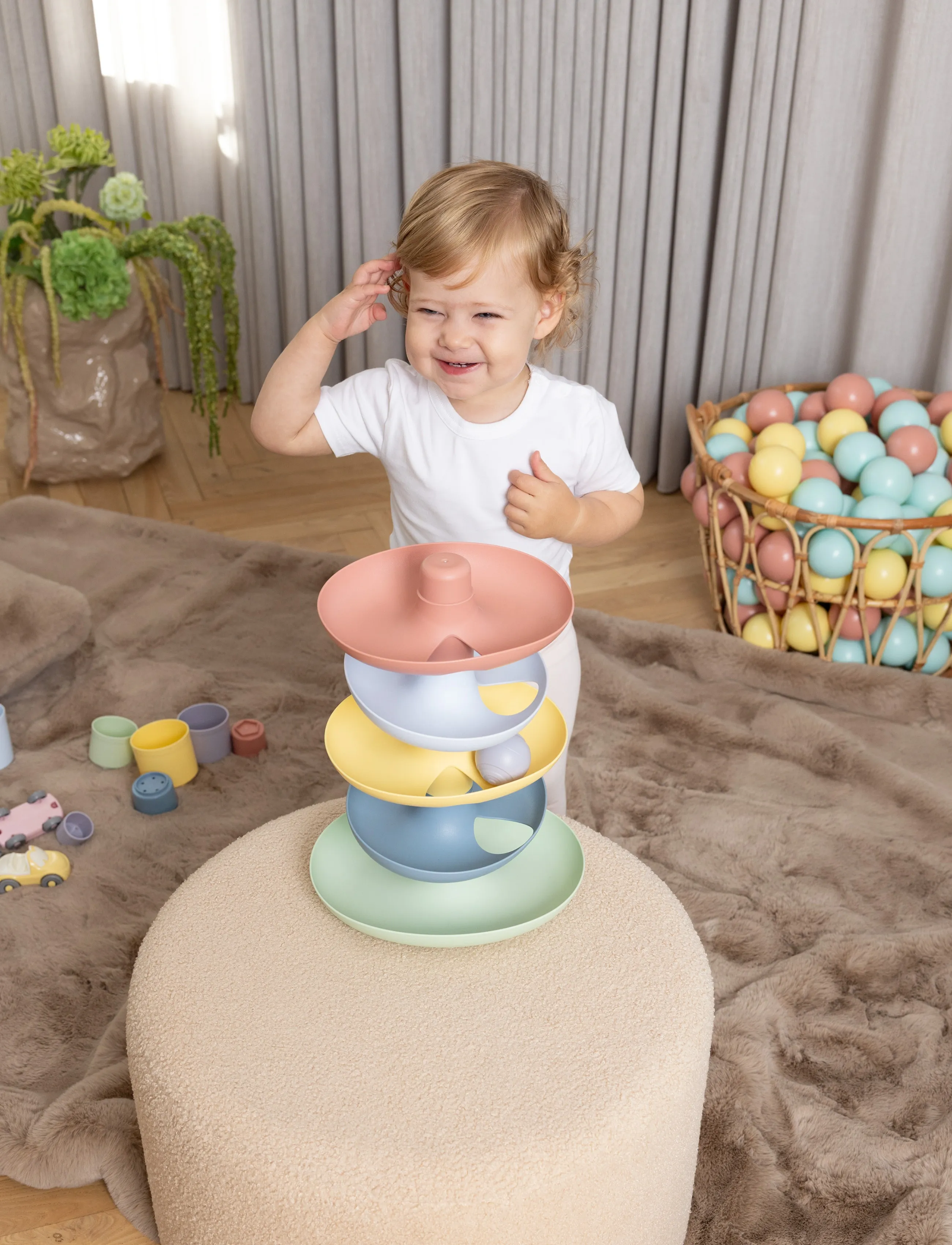 Dantoy - FT BALL TRACK - kuglebaner - blue, green, light gray-violet, light yellow, old pink, pastel blue - 5
