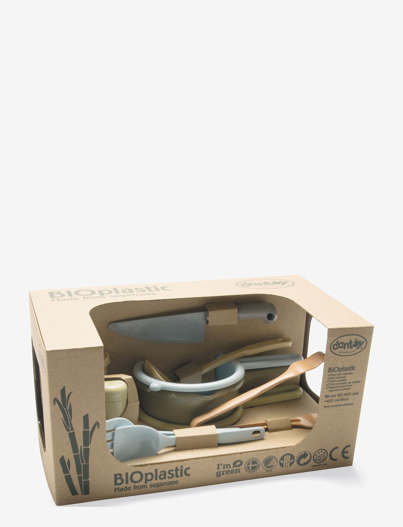 Dantoy - BIO KITCHEN SET IN GIFT BOX - tilbehør til legekøkkener - dusty-blue, army-green, dusty-orange - 1