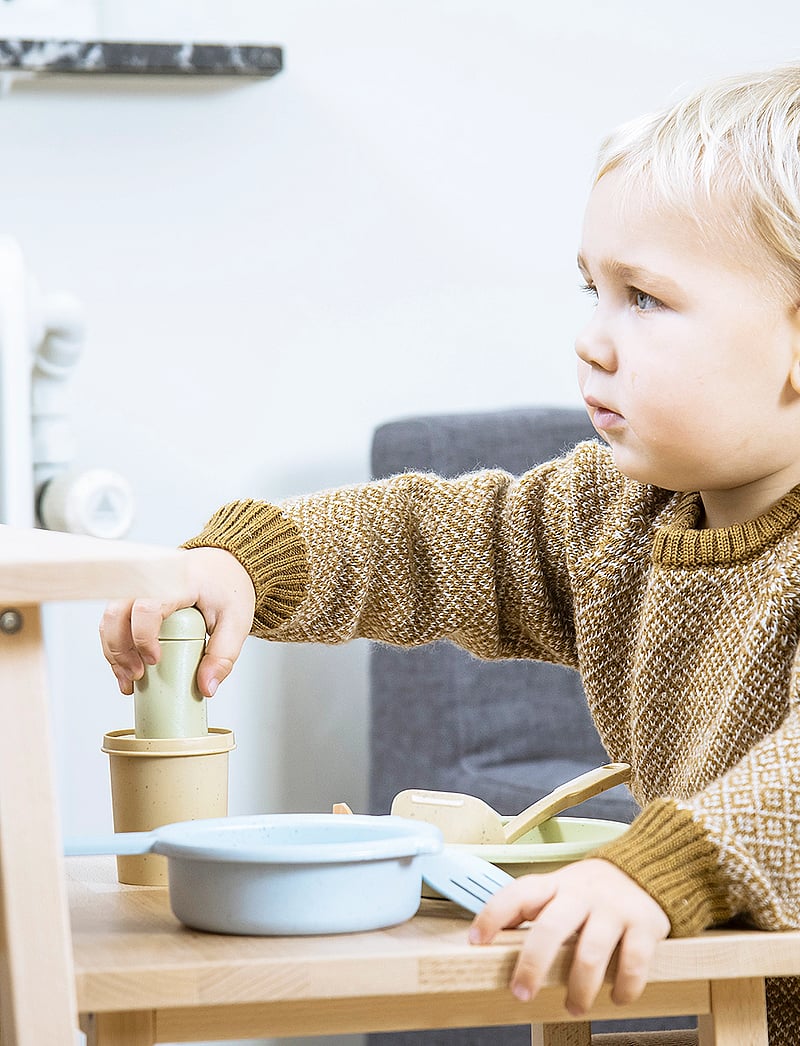 Dantoy - BIO KITCHEN SET IN GIFT BOX - tilbehør til lekekjøkken - dusty-blue, army-green, dusty-orange - 0