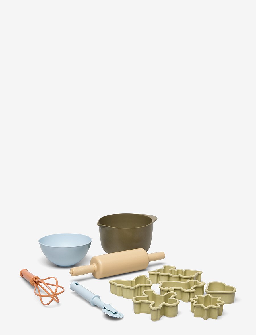 Dantoy - BIO BAKING SET IN GIFT BOX - zubehör für spielzeugküchen - army-green, dusty-orange, dusty-brown, dusty-blue - 0