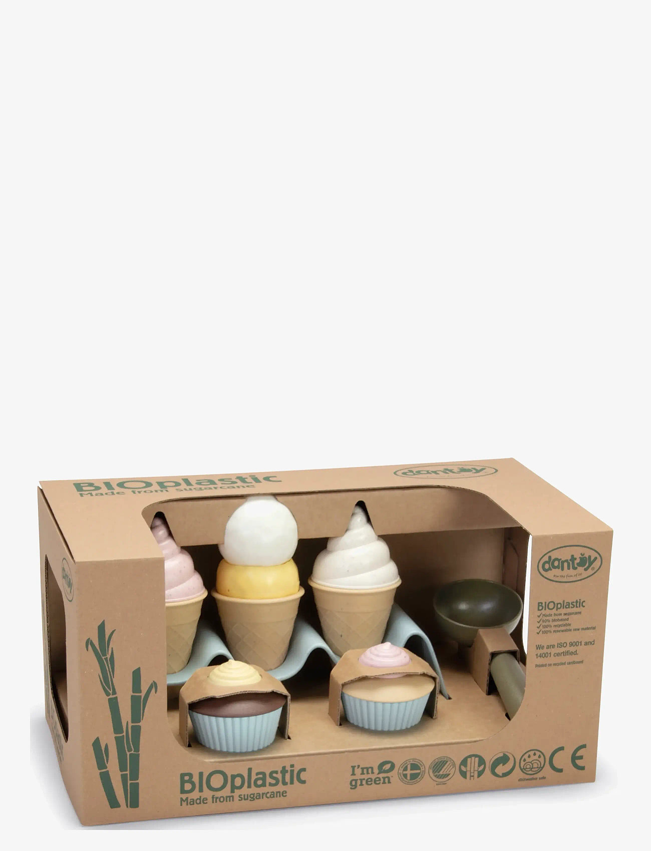 Dantoy - BIO ICE CREAM SET IN GIFT BOX - legemad & legekager - beige, cream, dusty-blue, army-green - 1