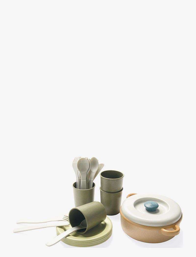 Dantoy - BIO DINNER SET IN GIFT BOX - tilbehør til legekøkkener - military green, warm gray, petrol blue, dusty orange; warm gray - 0