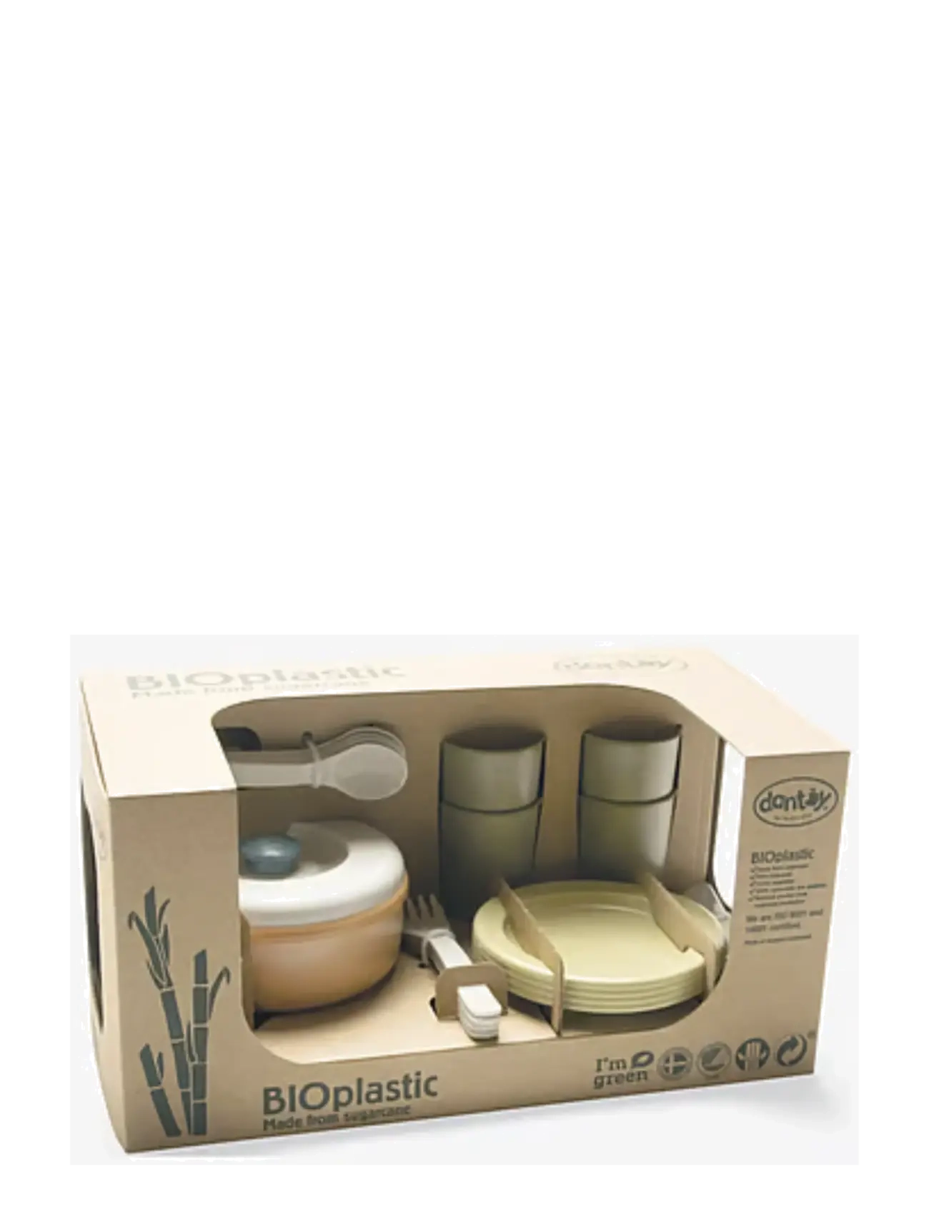 Dantoy - BIO DINNER SET IN GIFT BOX - Žaislinių virtuvių reikmenys - military green, warm gray, petrol blue, dusty orange; warm gray - 1
