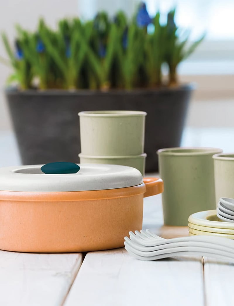 Dantoy - BIO DINNER SET IN GIFT BOX - tillbehör till leksakskök - military green, warm gray, petrol blue, dusty orange; warm gray - 5