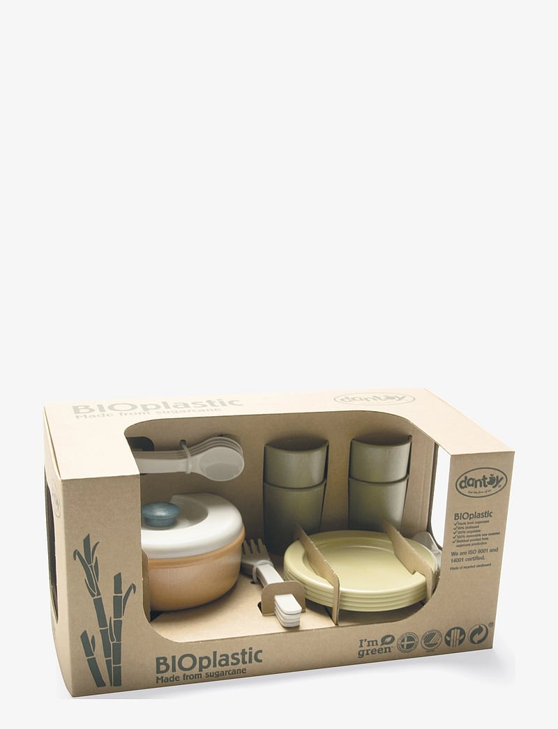 Dantoy - BIO DINNER SET IN GIFT BOX - tilbehør til legekøkkener - military green, warm gray, petrol blue, dusty orange; warm gray - 1