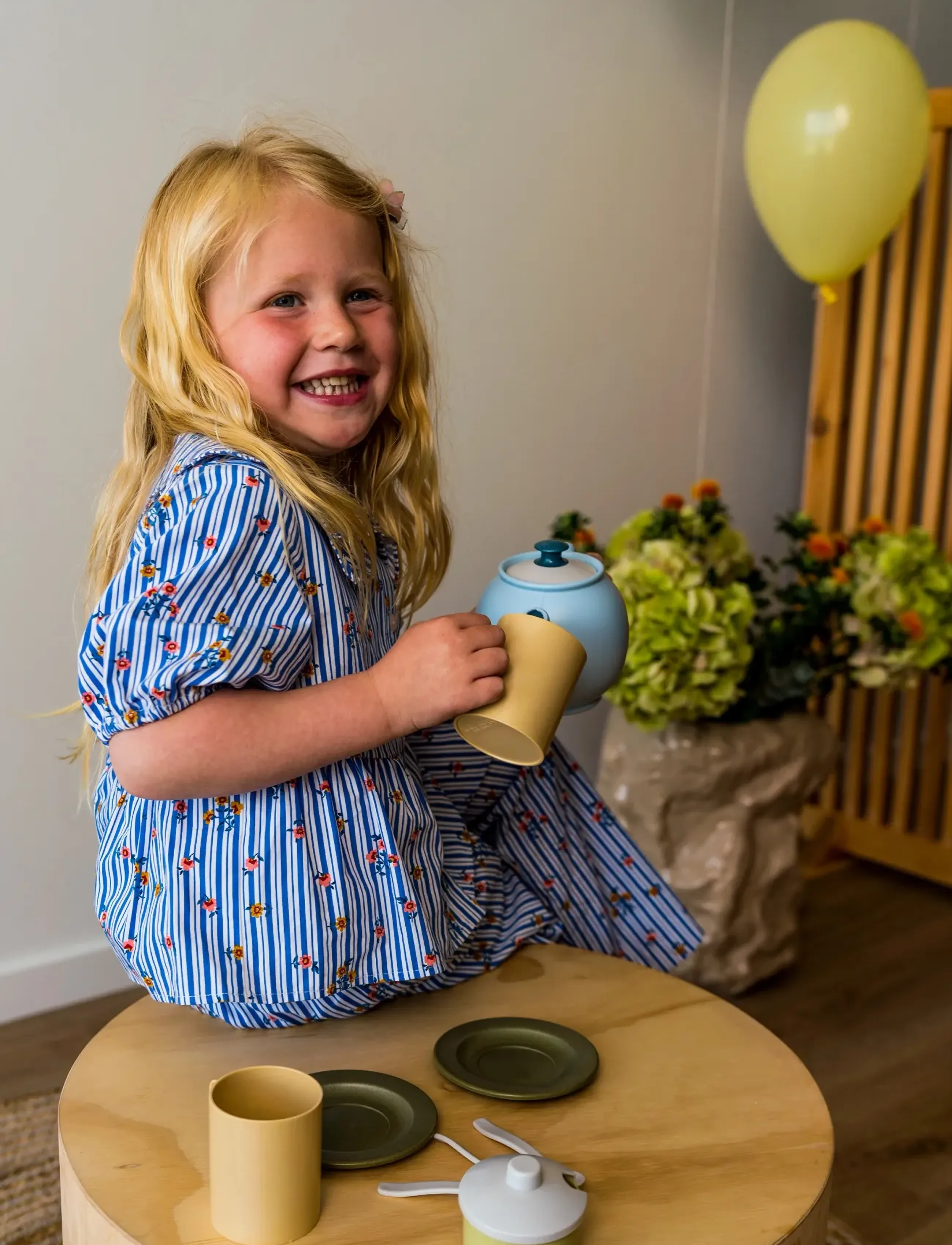 Dantoy Bio Tea Set In Box, 34.5X 19X 17.5 cm, Toy Kitchen & Accessories, Mehrfarbig/gemustert - Coffee Sets, Kinder