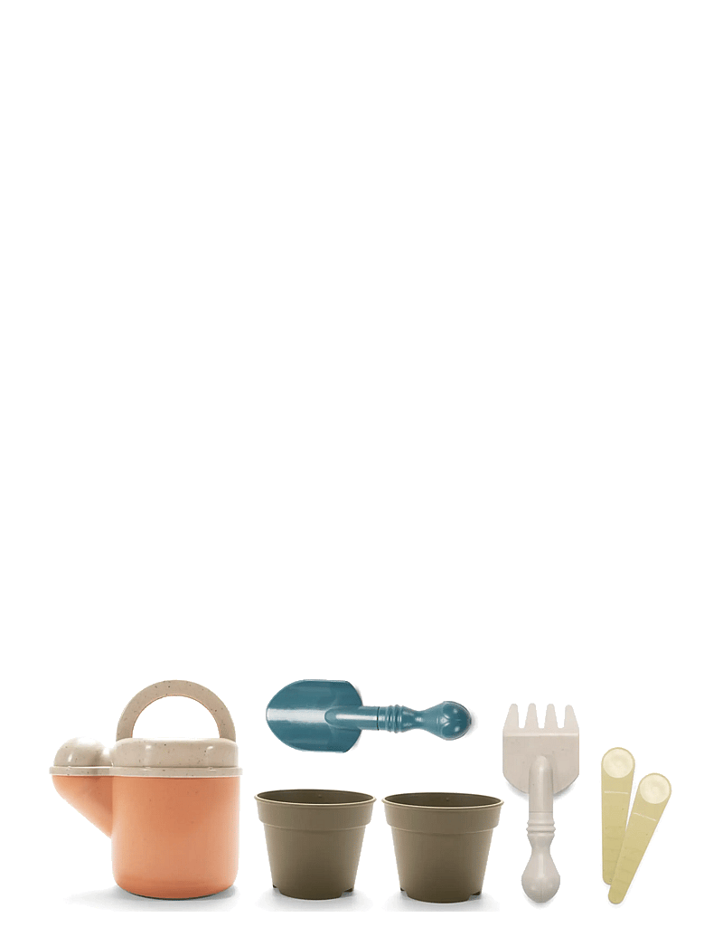 Dantoy - BIO PLANTING SET WITH WATERING CAN - sandleker - gray, dustyorange, militairy green, petroleumsblue - 1