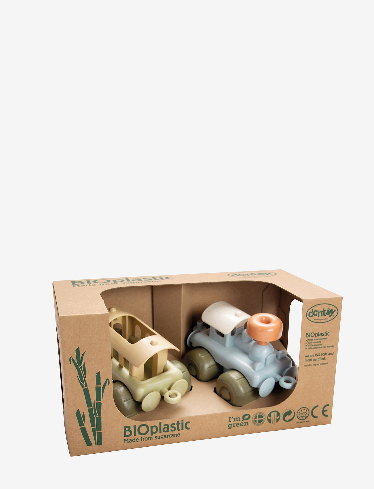 Dantoy - BIO TRAIN SET GIFT BOX - lastbilar - dusty-blue, army-green, dusty-orange - 2