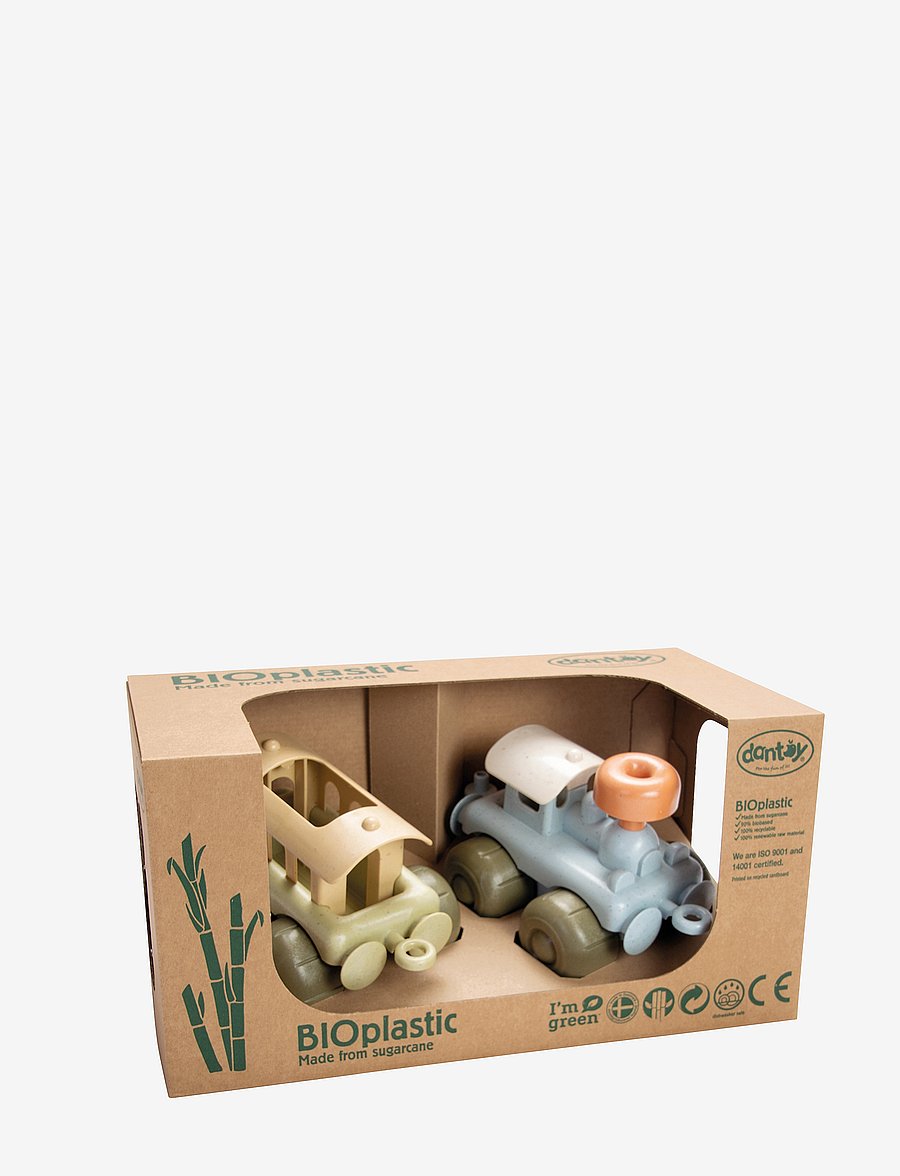 Dantoy - BIO TRAIN SET GIFT BOX - trucks - dusty-blue, army-green, dusty-orange - 2