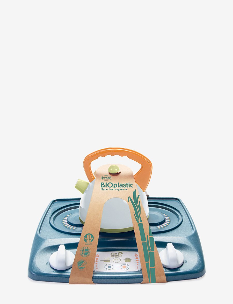 Dantoy - BIO KETTLE & STOVE TOP - zubehör für spielzeugküchen - petrole blue, gray, military green, orange - 1