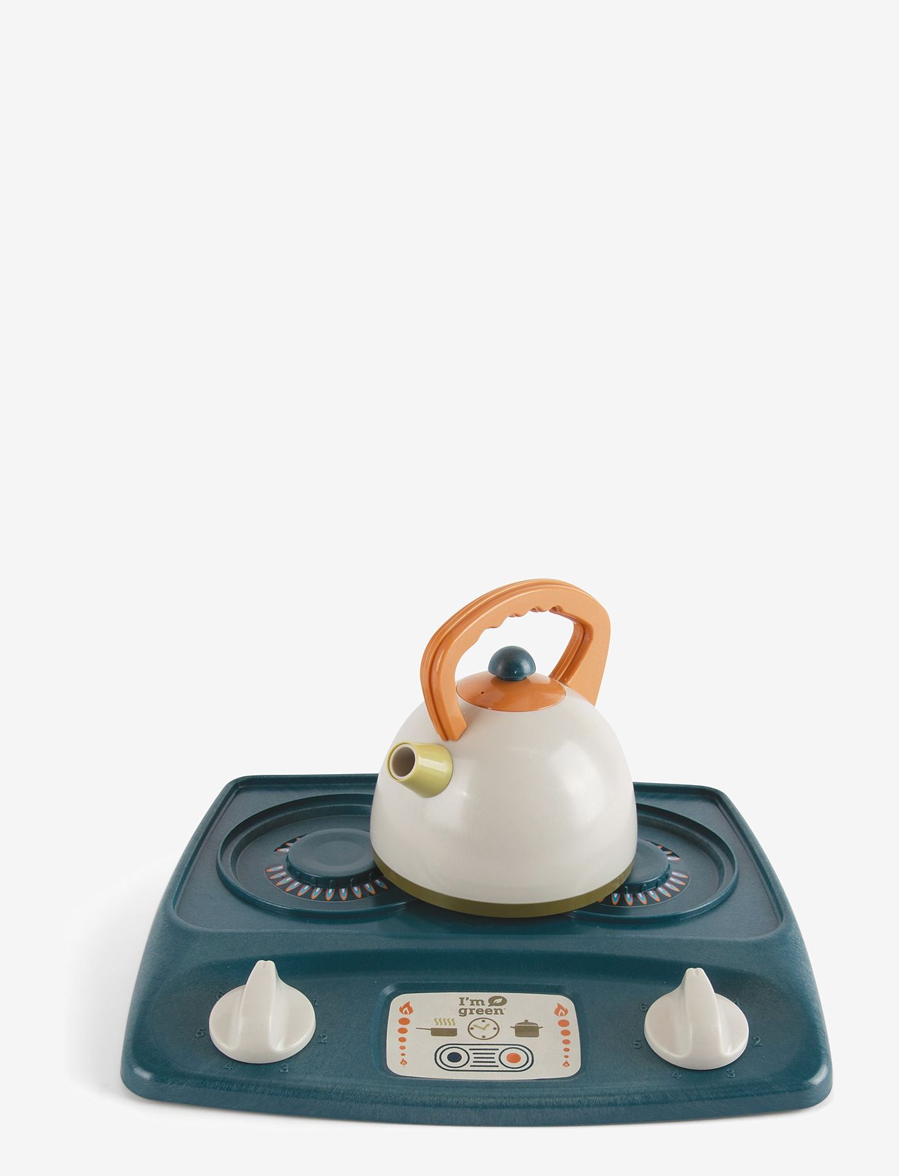 Dantoy - BIO KETTLE & STOVE TOP - toy kitchen accessories - petrole blue, gray, military green, orange - 2