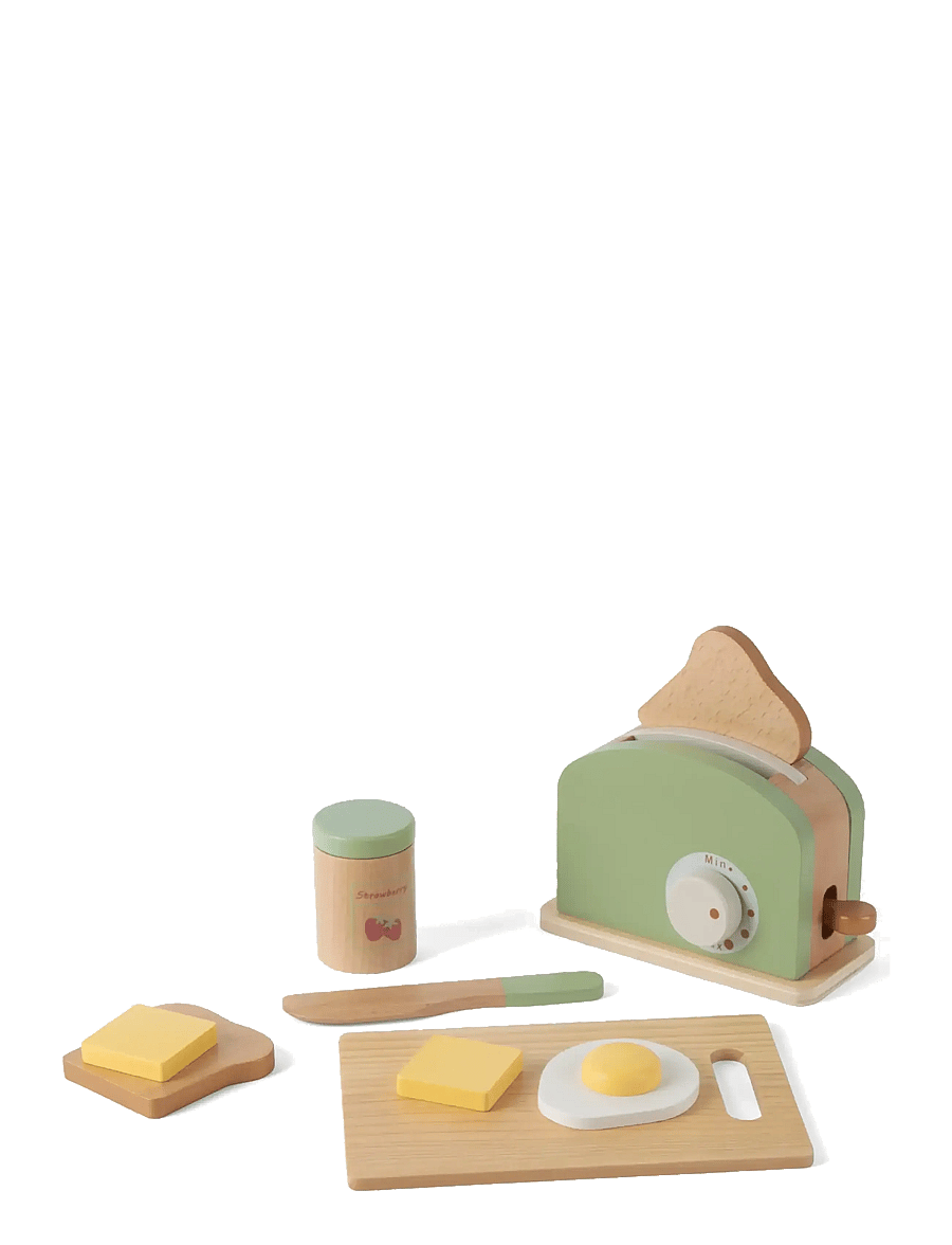 Dantoy - TOASTER SET WOOD IN GIFT BOX - 9 PCS - zubehör für spielzeugküchen - mixed colours - 1