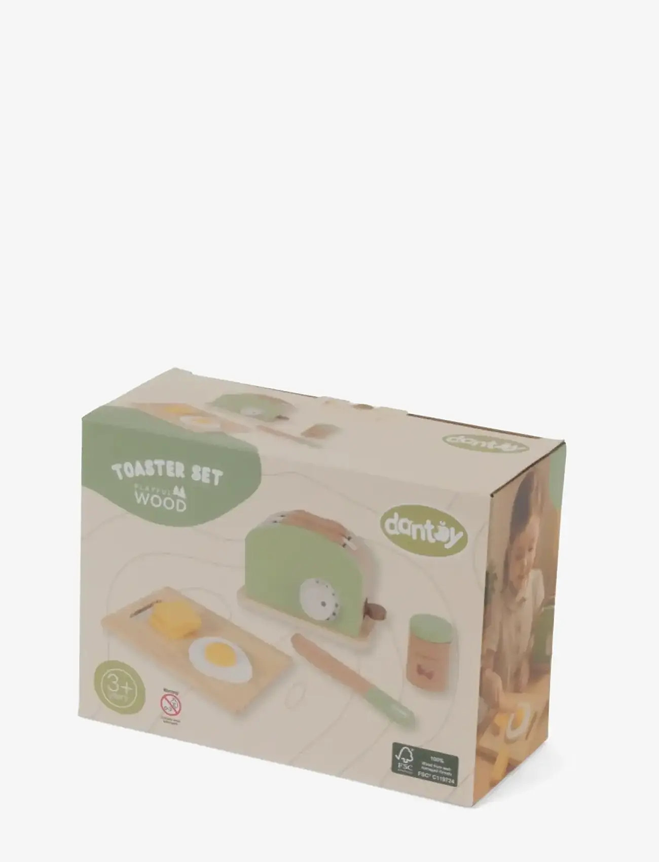 Dantoy - TOASTER SET WOOD IN GIFT BOX - 9 PCS - tilbehør til legekøkkener - mixed colours - 2