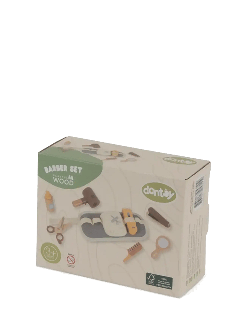 Dantoy - BARBER PLAY SET WOOD IN GIFTBOX 8 PCS - fake makeup & accessories - mixed colours - 2