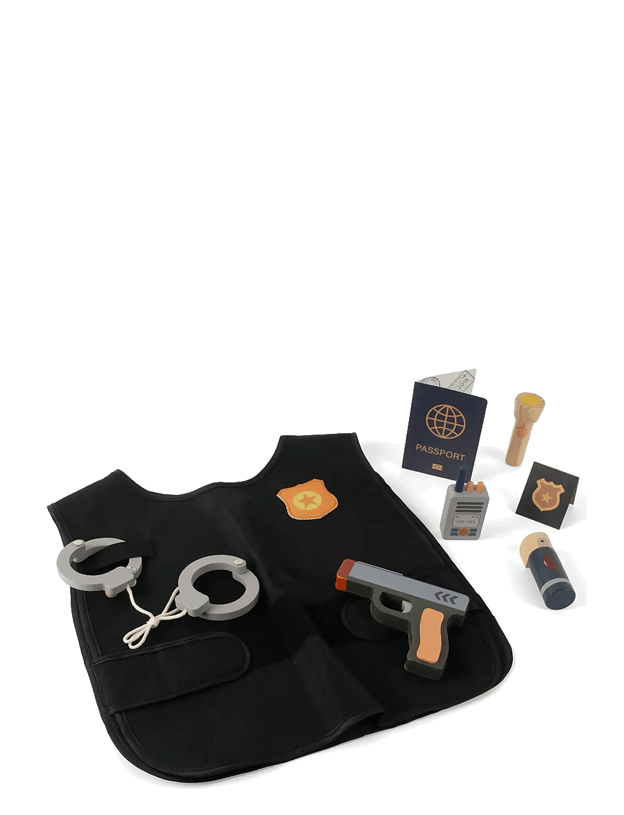 Dantoy - POLICEMAN PLAY SET WOOD IN GIFTBOX 7 PCS - búningar - mixed colours - 1