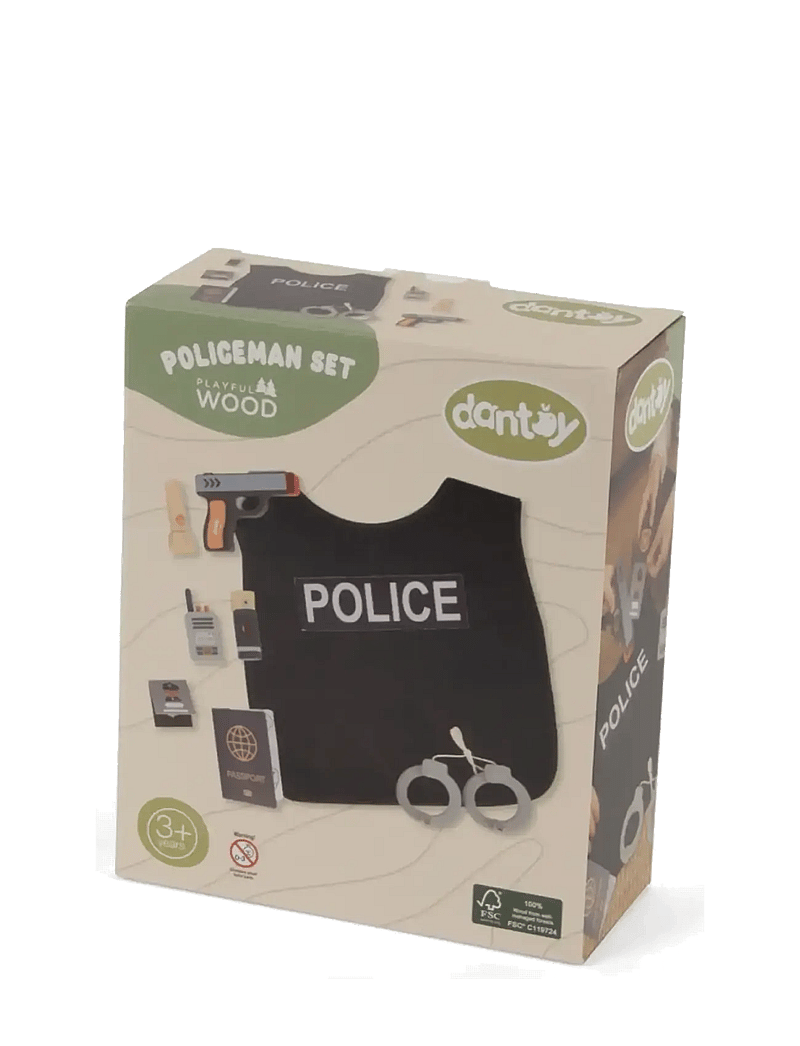 Dantoy - POLICEMAN PLAY SET WOOD IN GIFTBOX 7 PCS - búningar - mixed colours - 2