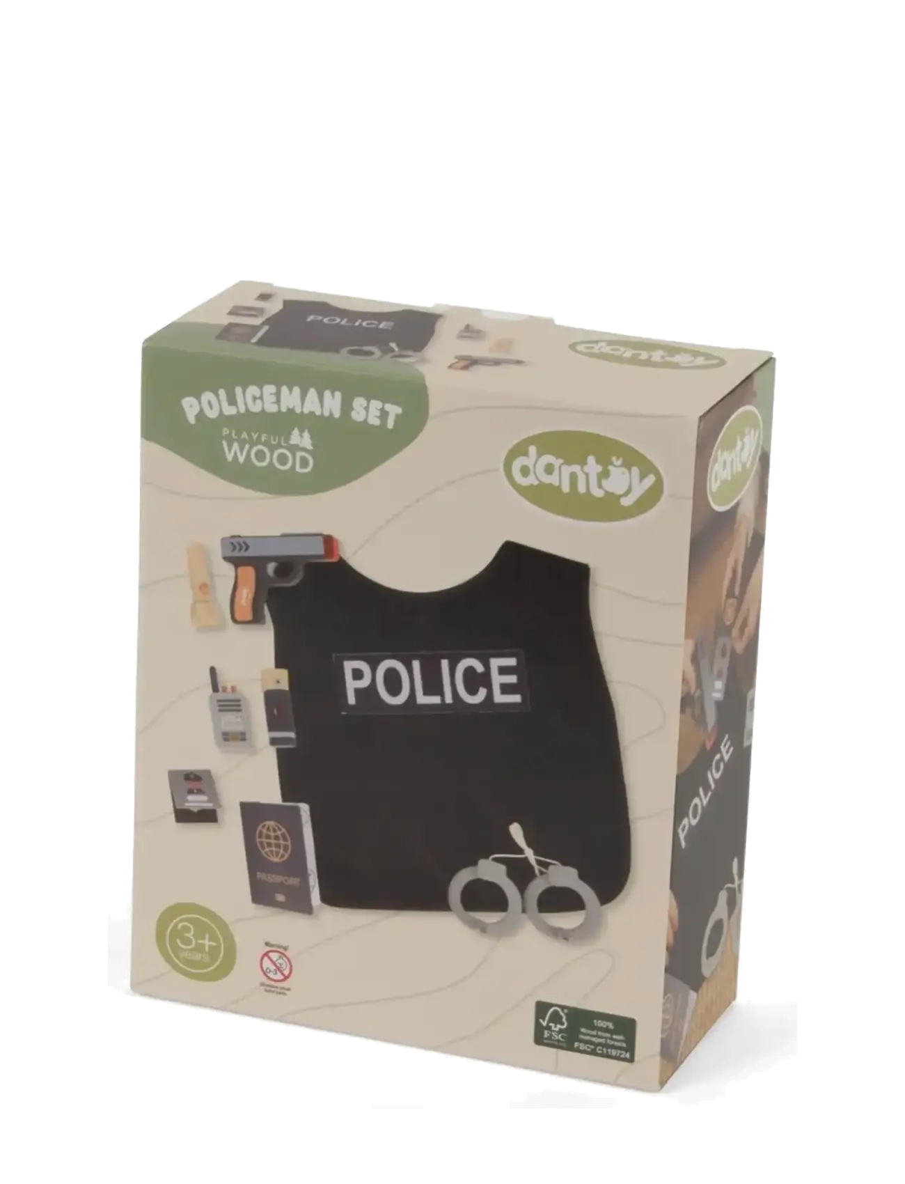 Dantoy - POLICEMAN PLAY SET WOOD IN GIFTBOX 7 PCS - búningar - mixed colours - 2