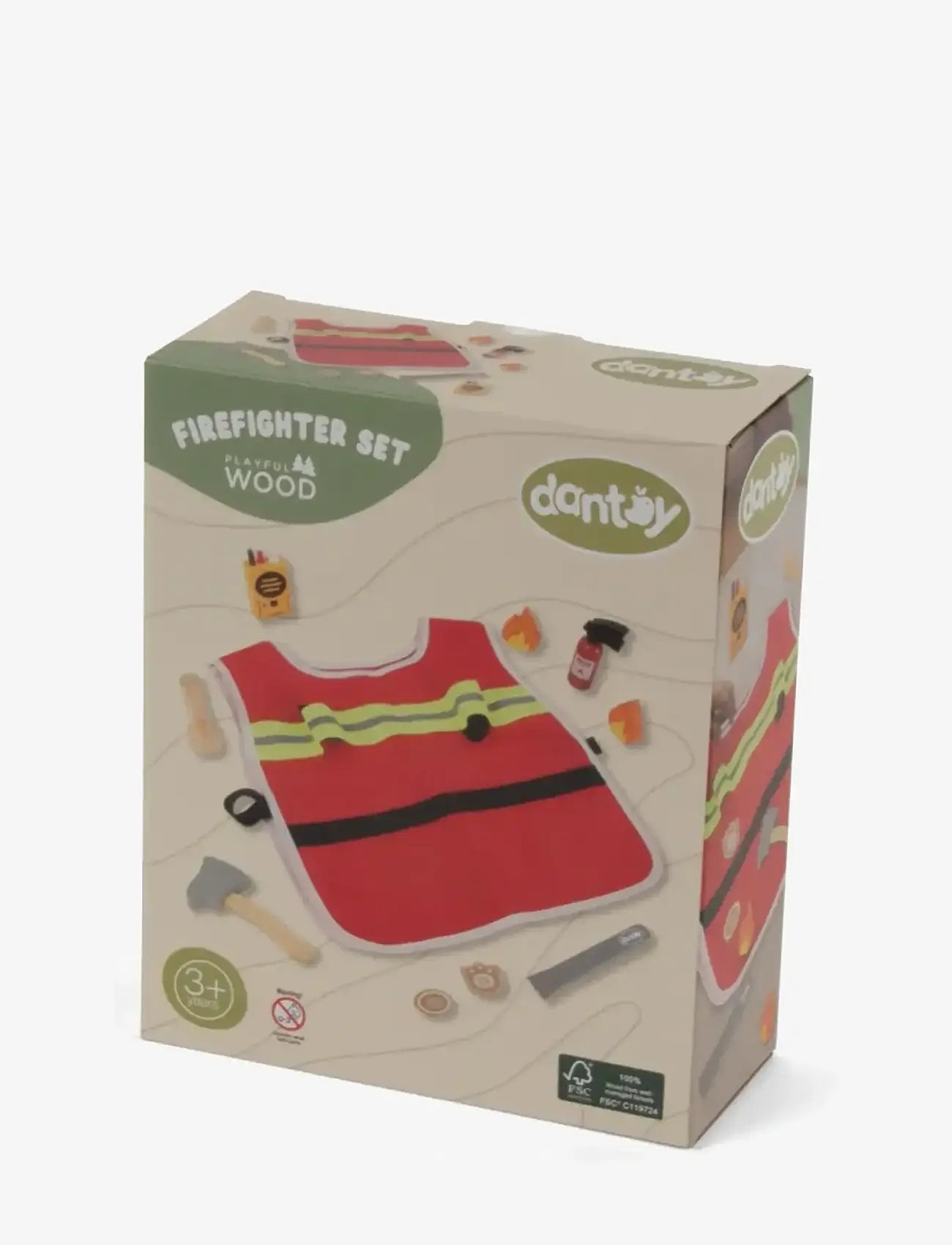 Dantoy - FIREFIGHTER PLAY SET WOOD IN GIFTBOX 10 PCS - costumes - mixed colours - 2