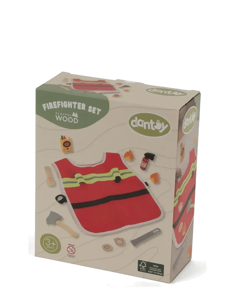 Dantoy - FIREFIGHTER PLAY SET WOOD IN GIFTBOX 10 PCS - costumes - mixed colours - 2